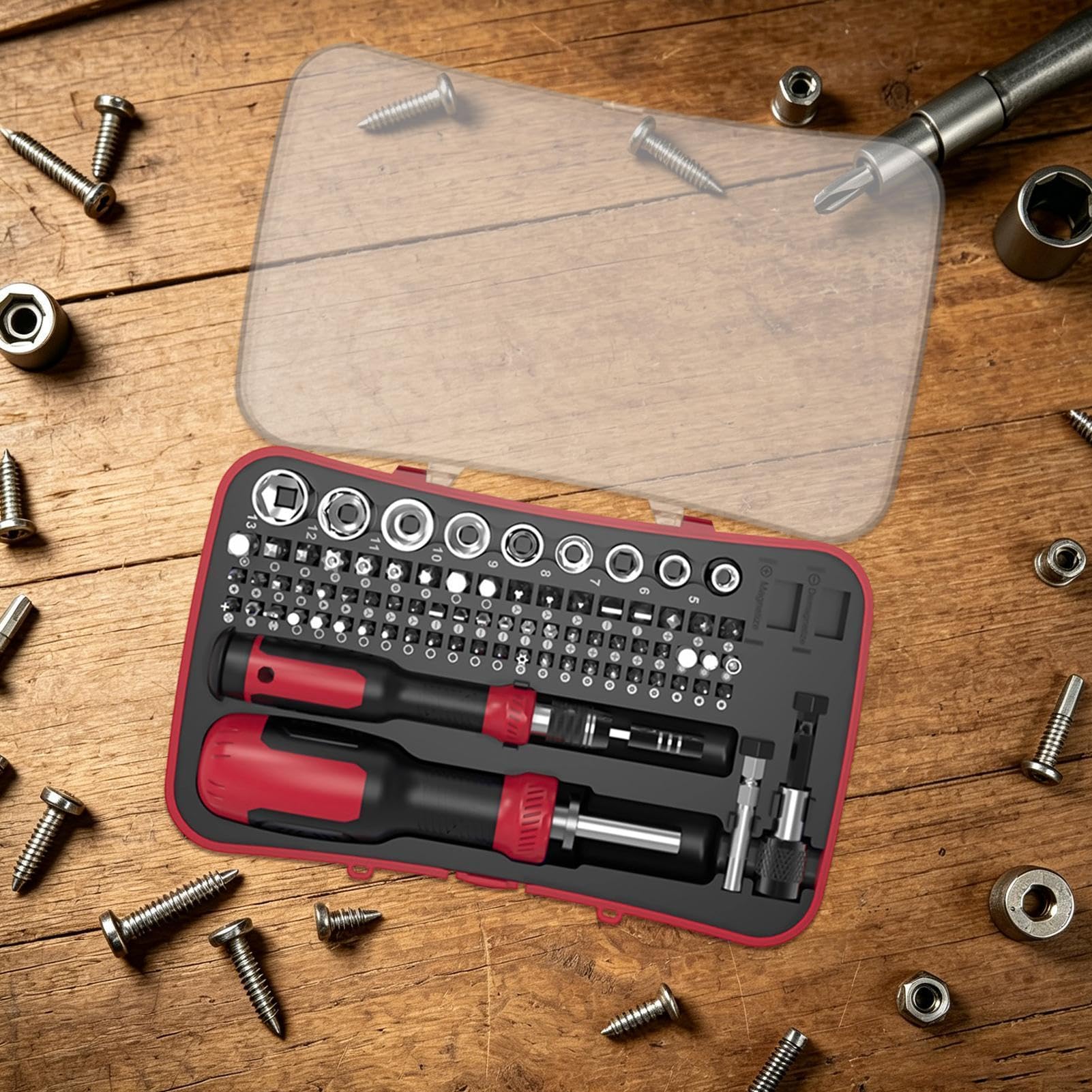 Cacciavite a cricchetto Kit da 77 Pezzi per Riparazione Mobili | Set Cacciaviti a Cricchetto per Meccanici Tecnici Idraulici Falegnami Elettricisti Casa Officina Elettronica