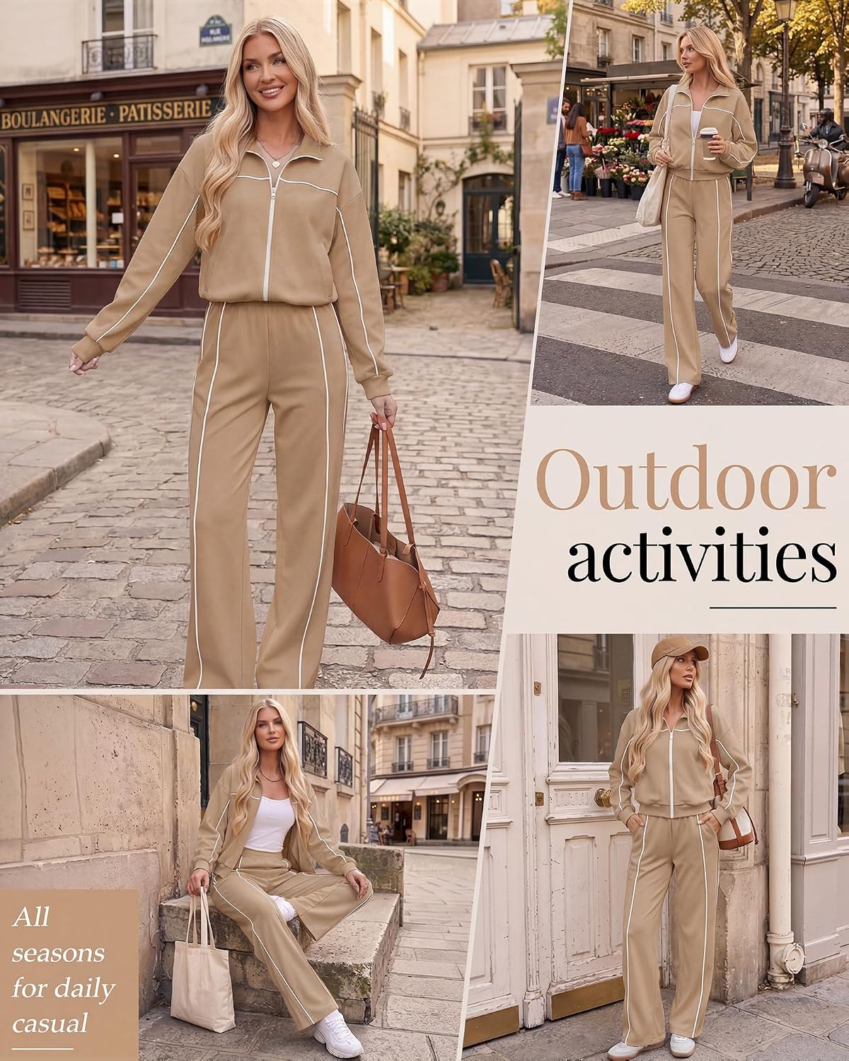 Women 2 Piece Tracksuits Fall 2026 Long Sleeve Zip up Sweatshirt Sweatpant Outfits Jogger Sweatsuits Travel Trendy