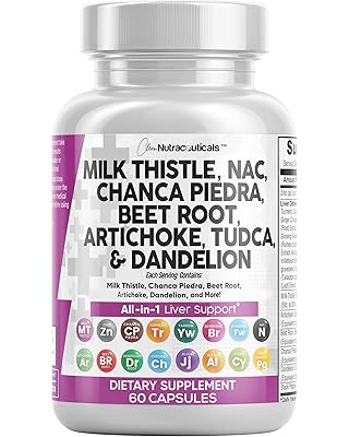 Clean Nutraceuticals Milk Thistle NAC Chanca Piedra Beet Root Artichoke Dandelion Root - Liver Cleanse Detox & Repair Supplement Plus TUDCA Choline & Ginger 60 Count