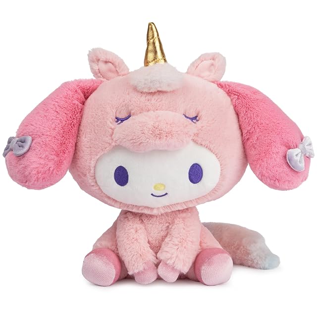 GUND Sanrio My Melody - Peluche de 9.5 pulgadas con traje de unicornio rosa