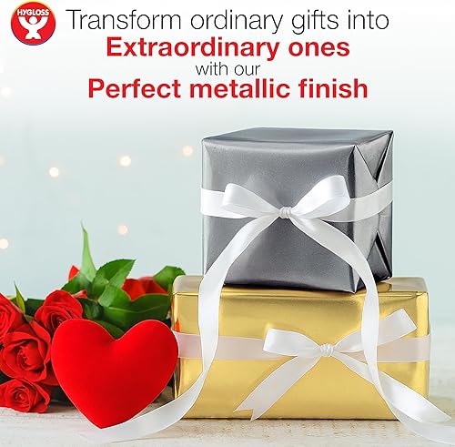 Miniatura 4 de Rollo de papel de regalo metálico, 26 pulgadas x 25 pies (54 pies cuadrados), dorado, papel de aluminio metálico brillante para artes, manualidades,