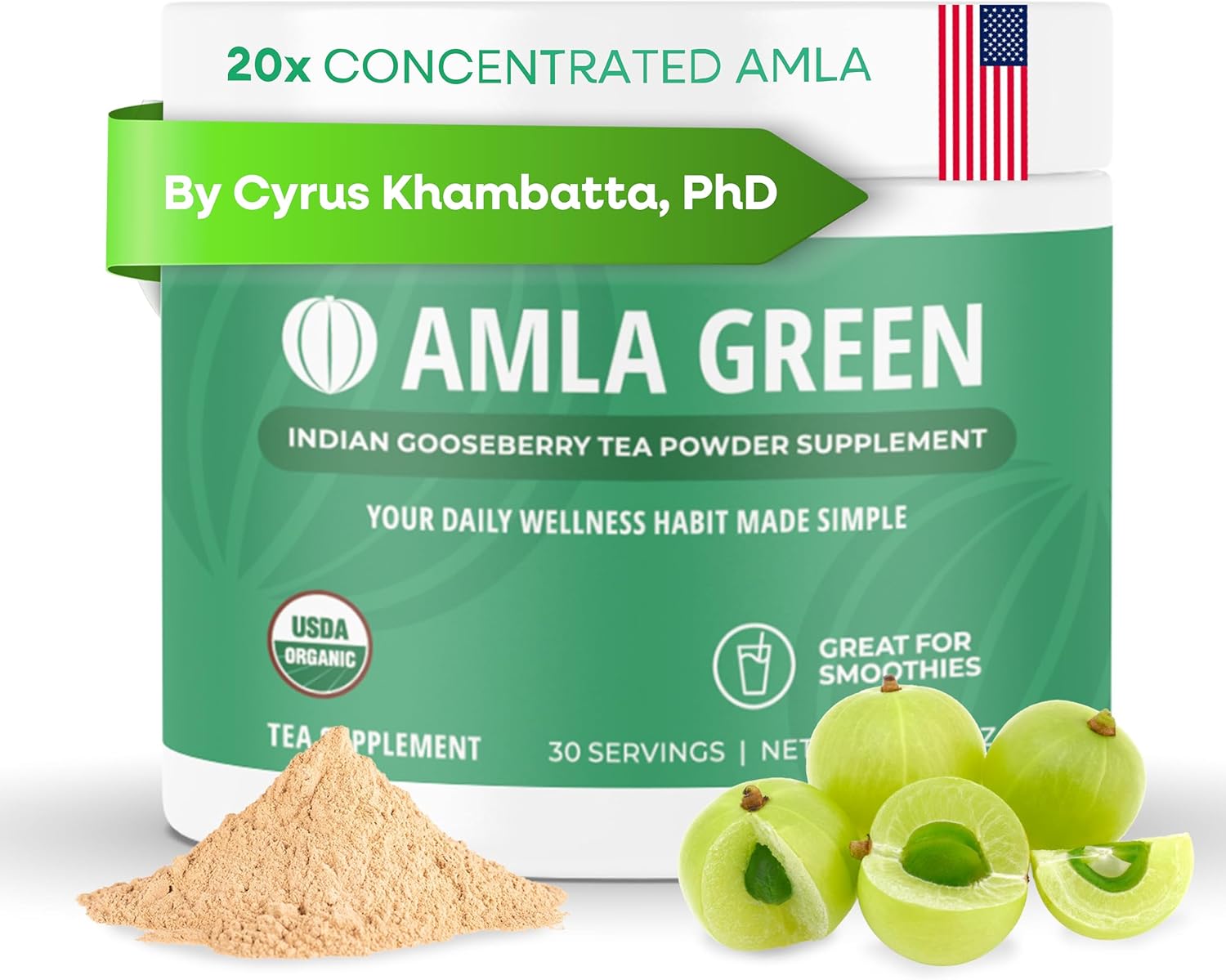 Amla Powder & Green Tea Superfood Supplement, 20x Ultra Concentrated Amla, Antioxidant Support, Made with Oolong Tea and Indian Gooseberries, Organic, Vegan, Classic Flavor, 30 Servings Amla Powder & Green Tea Superfood Supplement, 20x Ultra Concentrated Amla, Antioxidant Support, Made with Oolong Tea and Indian Gooseberries, Organic, Vegan, Classic Flavor, 30 Servings