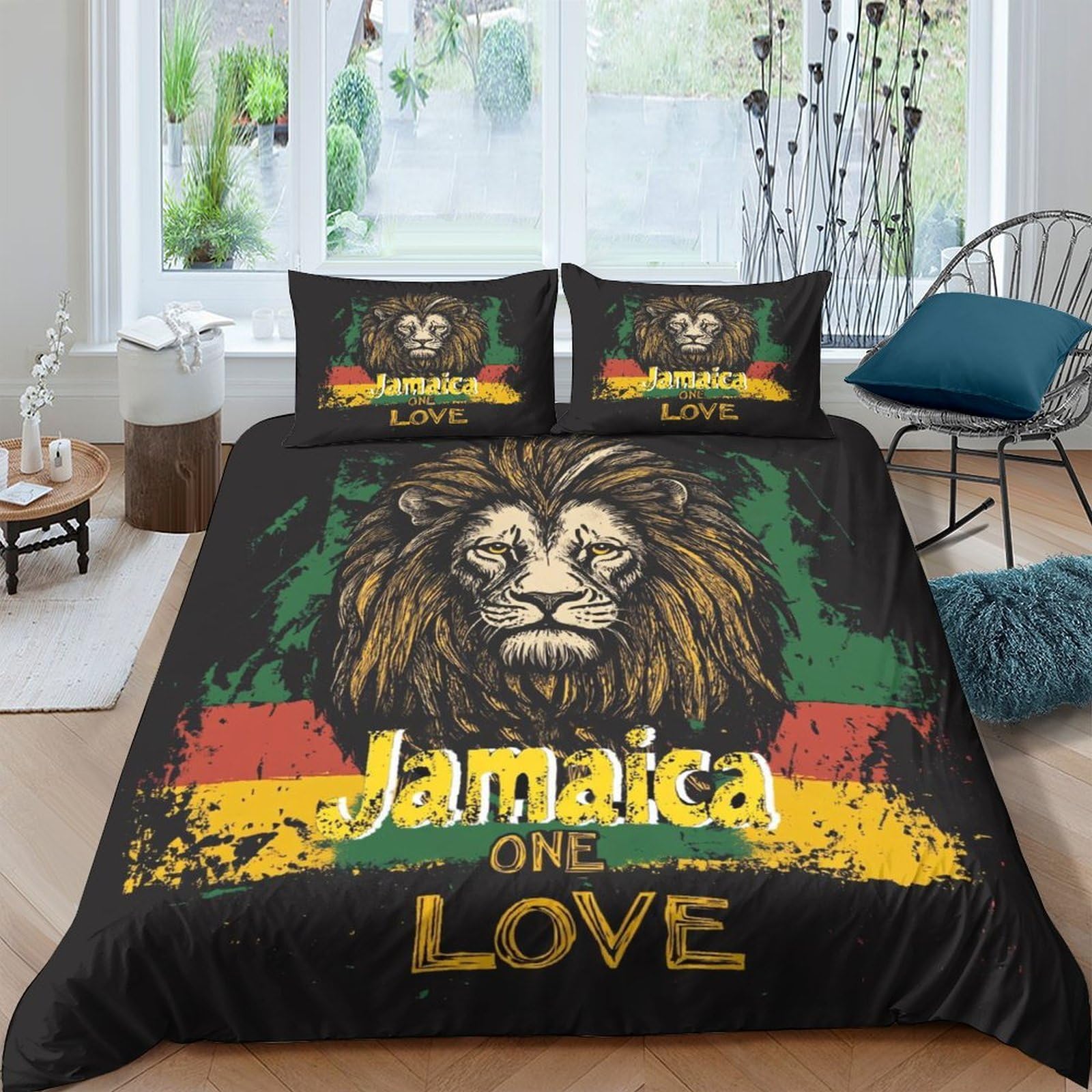 Ctjqhvkz Style-9 3D Printed Jamaica Lion Fitted Sheet Microfiber Soft Breathable Rasta Color Bed Cover For Bedroom Dorm Decor Single（135X200cm）