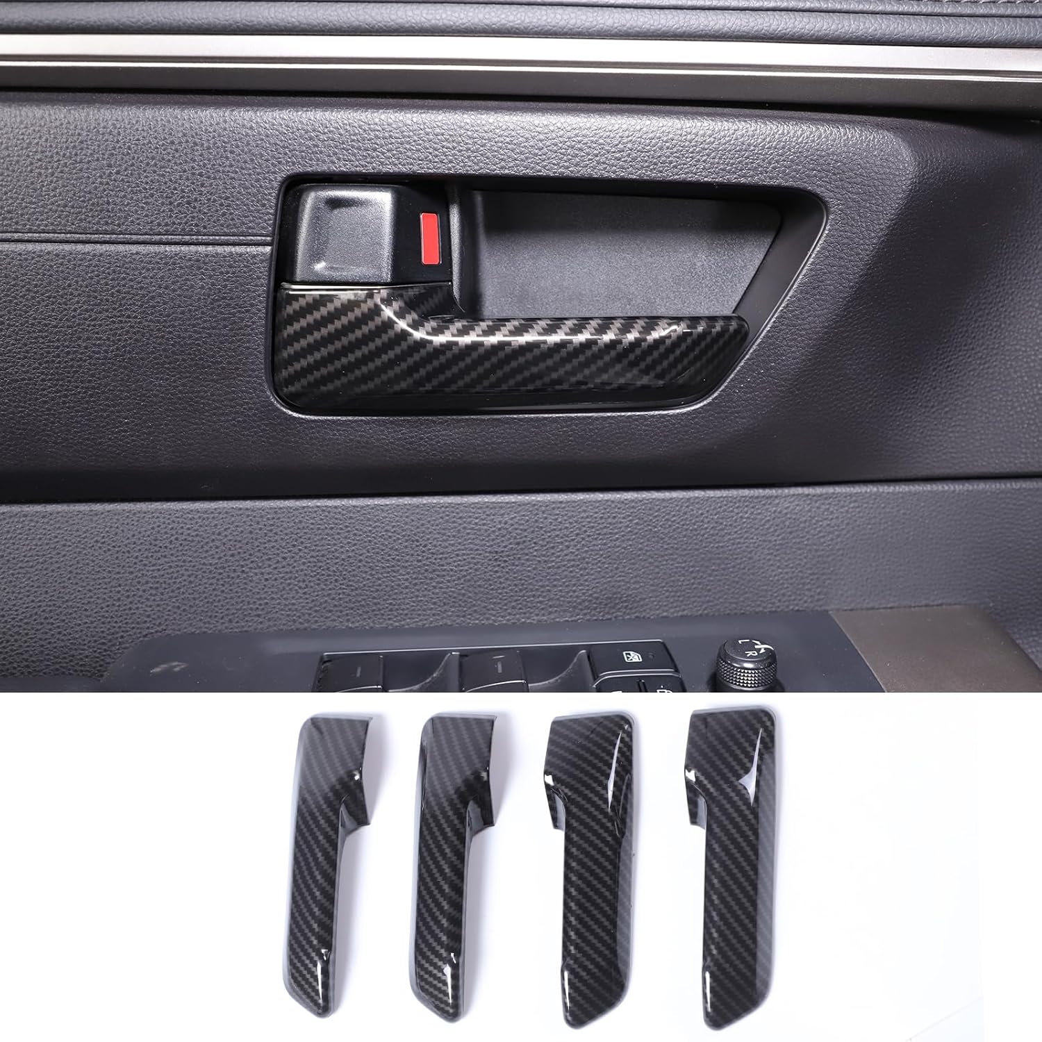 TOYCIDFG Door Inner Pull Handle Cover Trim Compatible with Toyota Tacoma 2024 2025 2026, Car Interior Decoration Accessories (Carbon Fiber Pattern)