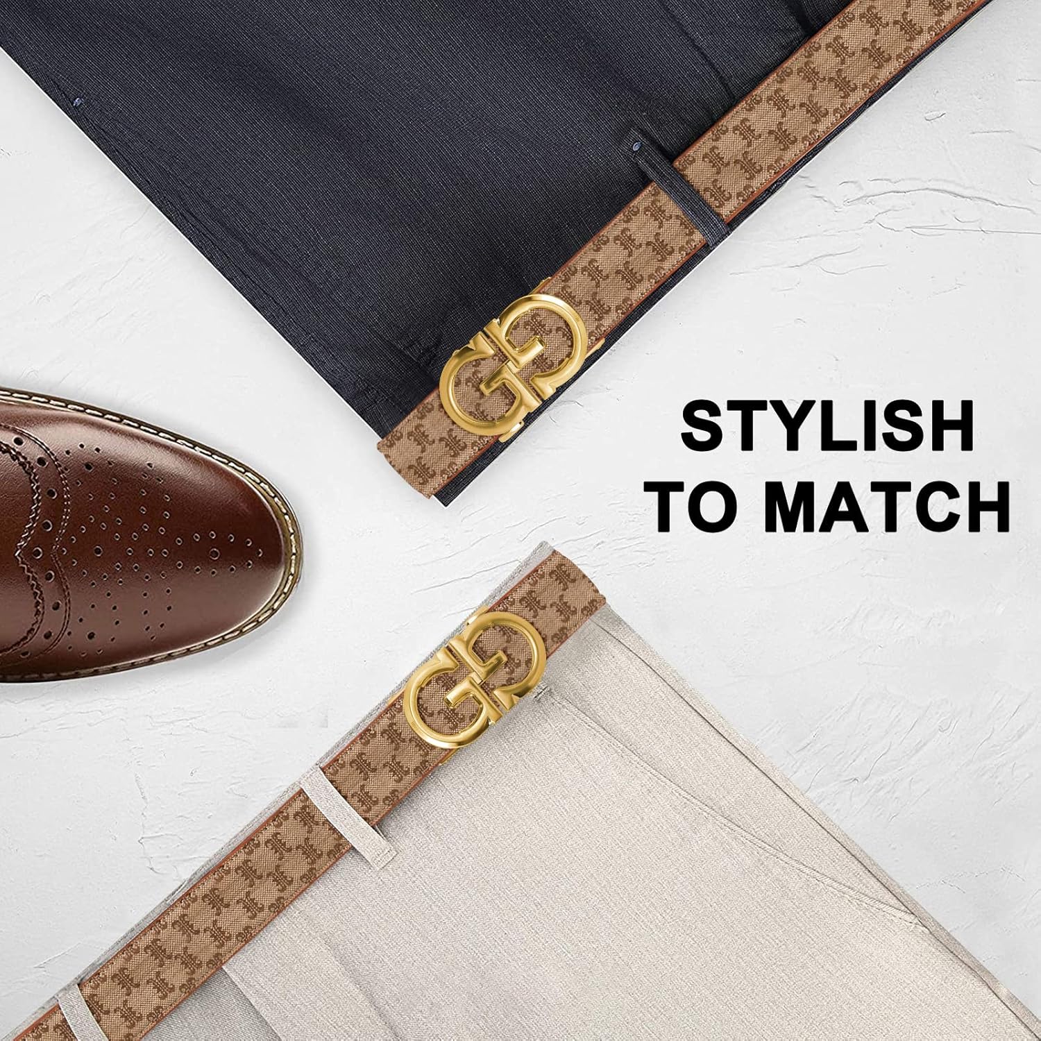 ITIEZY Ratchet Belts for Men - Leather Click Belt for Casual Dress 1 3/8", Mens Adjustable Belt Trim to Fit - Image 6