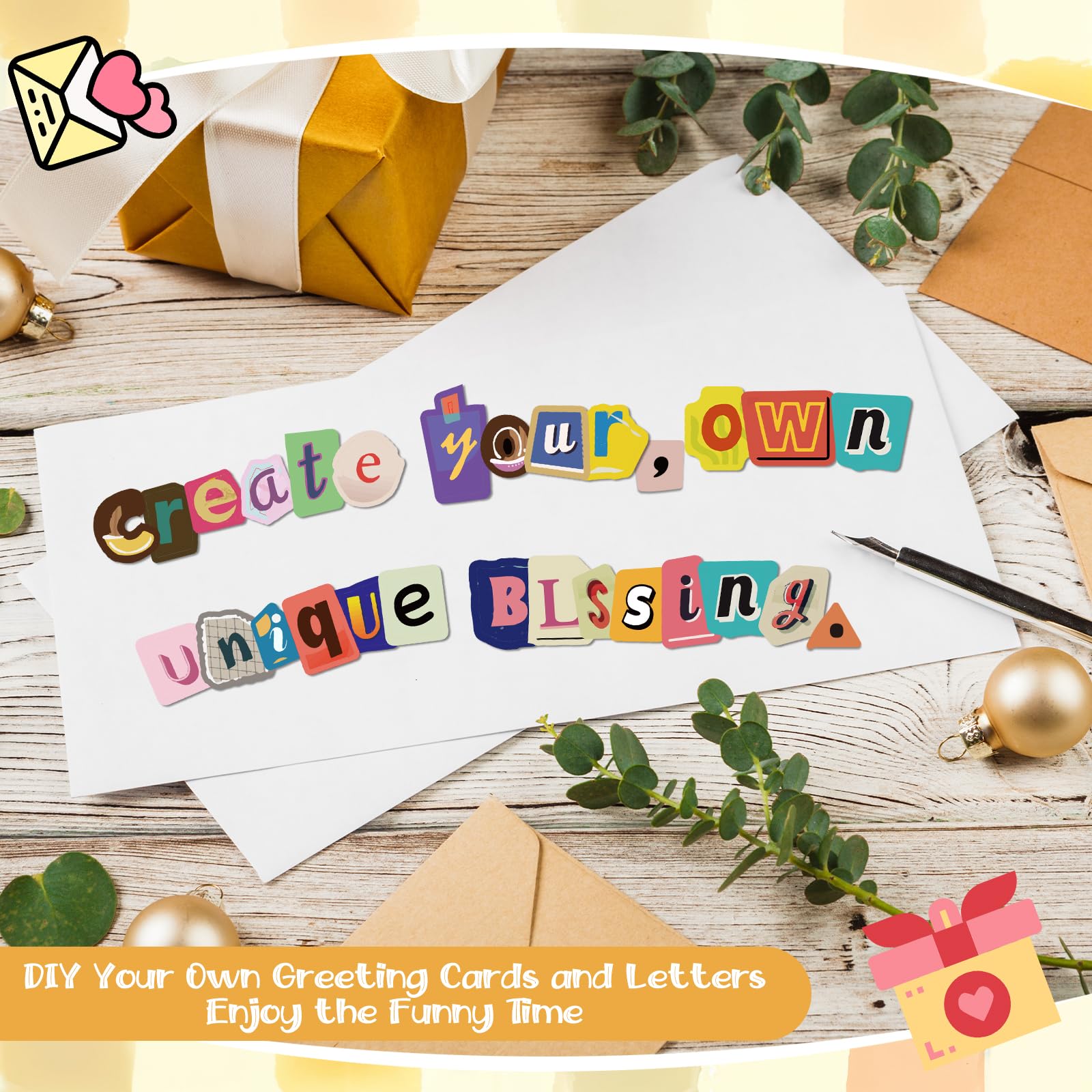 SKLENICE The Cut Out And Collage Book Spiral Bound Ransom Note Letters Sticker Books 8.5x6.3inch 1400+ Cut and Paste Materials Vintage Scrapbook Alphabet Letters Numbers Punctuation For Junk Journal - Image 7