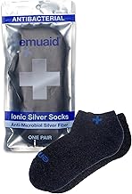 emuaid Ionic Silver Socks – Silver Fiber Blend, Moisture-Wicking & Odor Control, One Pair – Navy & Gray