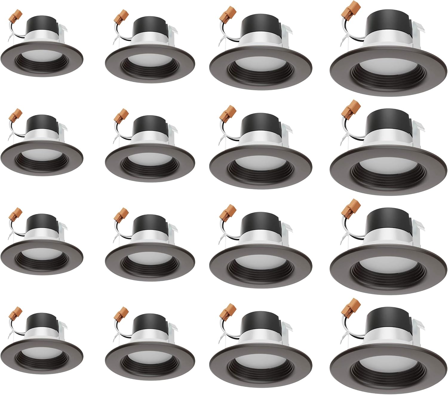 Satco Led Color Selectable Downlight Retrofits, Part Number S11834, 7 Watt; Led; 4 Inch; Cct Selectable; 120 Volts; Dimmable; Bronze Finish for Industrial and Commercial Use (16 LED Downlights)