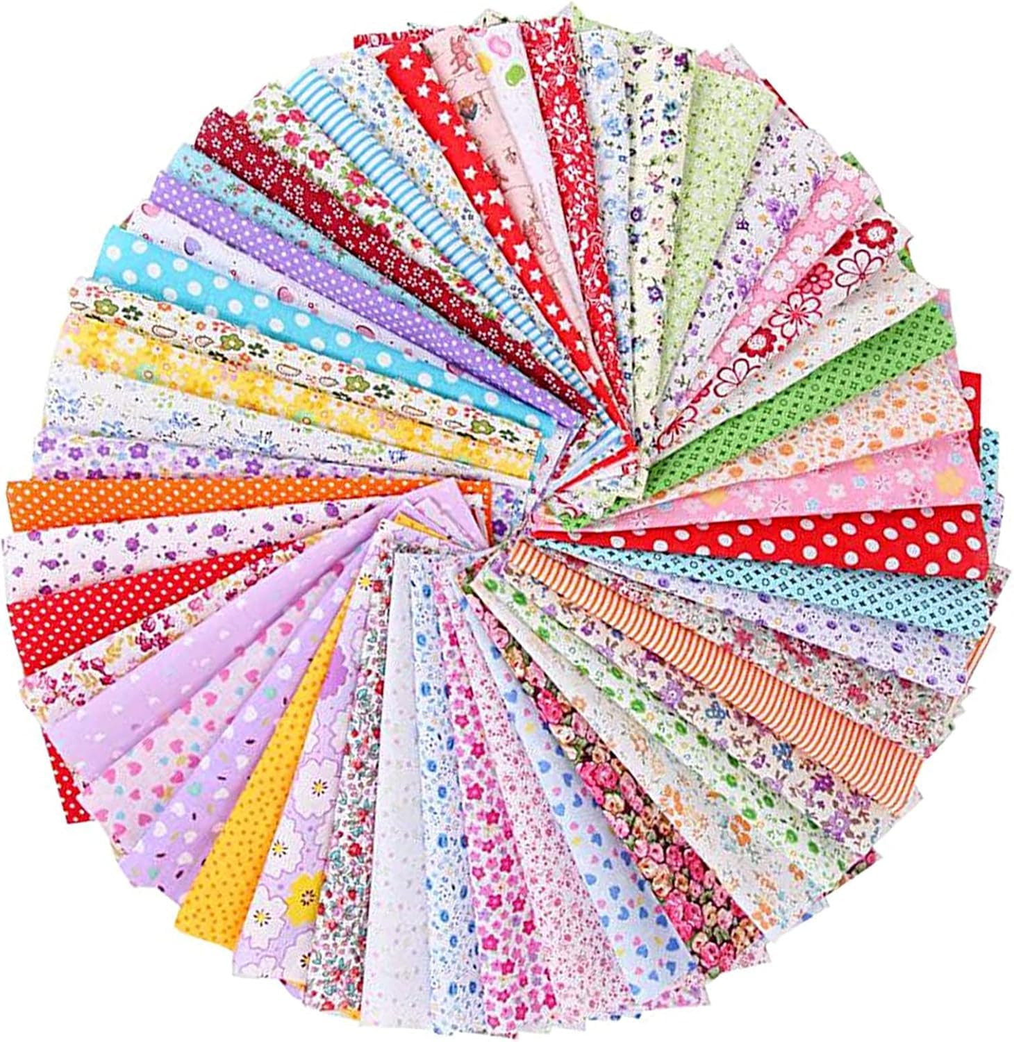 50pcs 10 * 10cm Squares Patchwork Fabric Bundles for Sewing Cotton ​Pattern Floral Fabric Squares Patchwork Mixed Squares Bundle for Artcraft Sewing Fabric Cotton Patchwork Squares Precut DIY Sewing