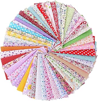 50pcs 10 * 10cm Squares Patchwork Fabric Bundles Fabric Squares | Patchwork Mixed Squares Bundle for Artcraft Sewing Fabric Cotton Patchwork Squares Precut DIY Sewing