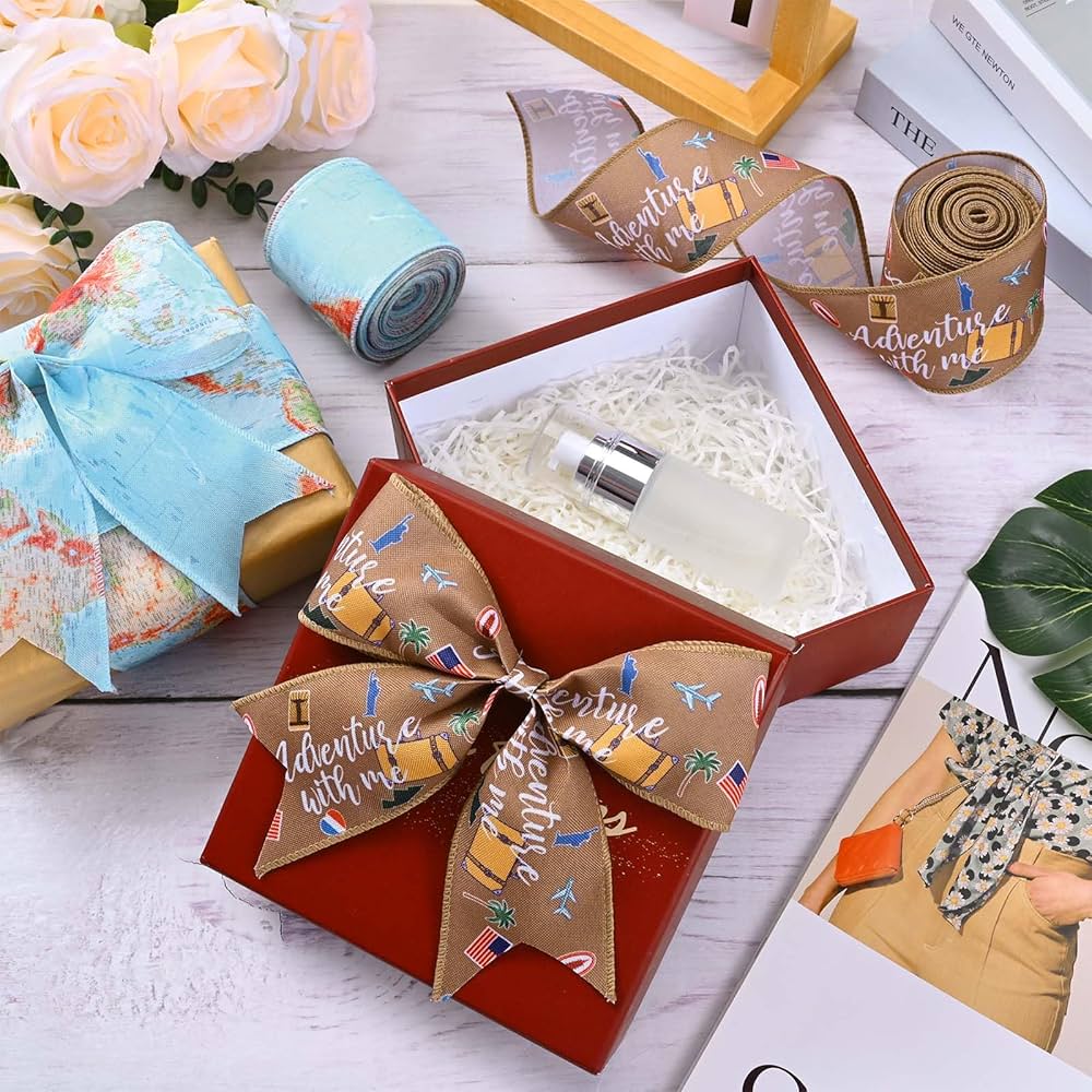●PINK PINEAPPLE● TRACK RIBBON TOPSKY BLUE m1037_1352083 Amazon.com: 2Rolls 20 Yards Travel Wired Ribbon Adventure