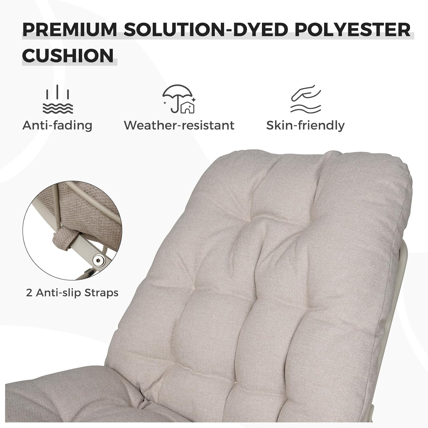 Grand patio Outdoor Chair with Cushion, Modern Metal Outdoor Lounge Chair for Patio Porch Deck Garden, Weather Resistant and Easy to Maintain, Beige
