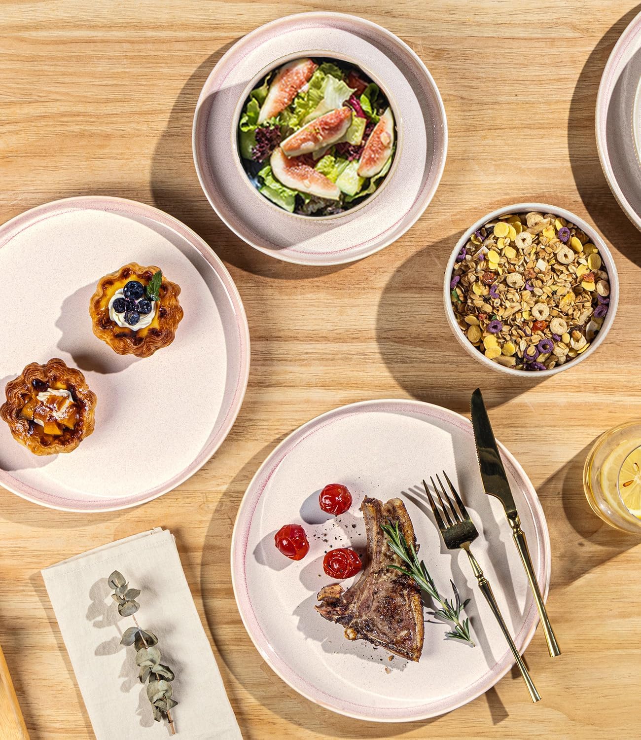  Ceramic Dinnerware Set for 4, 12-Piece Plates and Bowls Set thumbnail