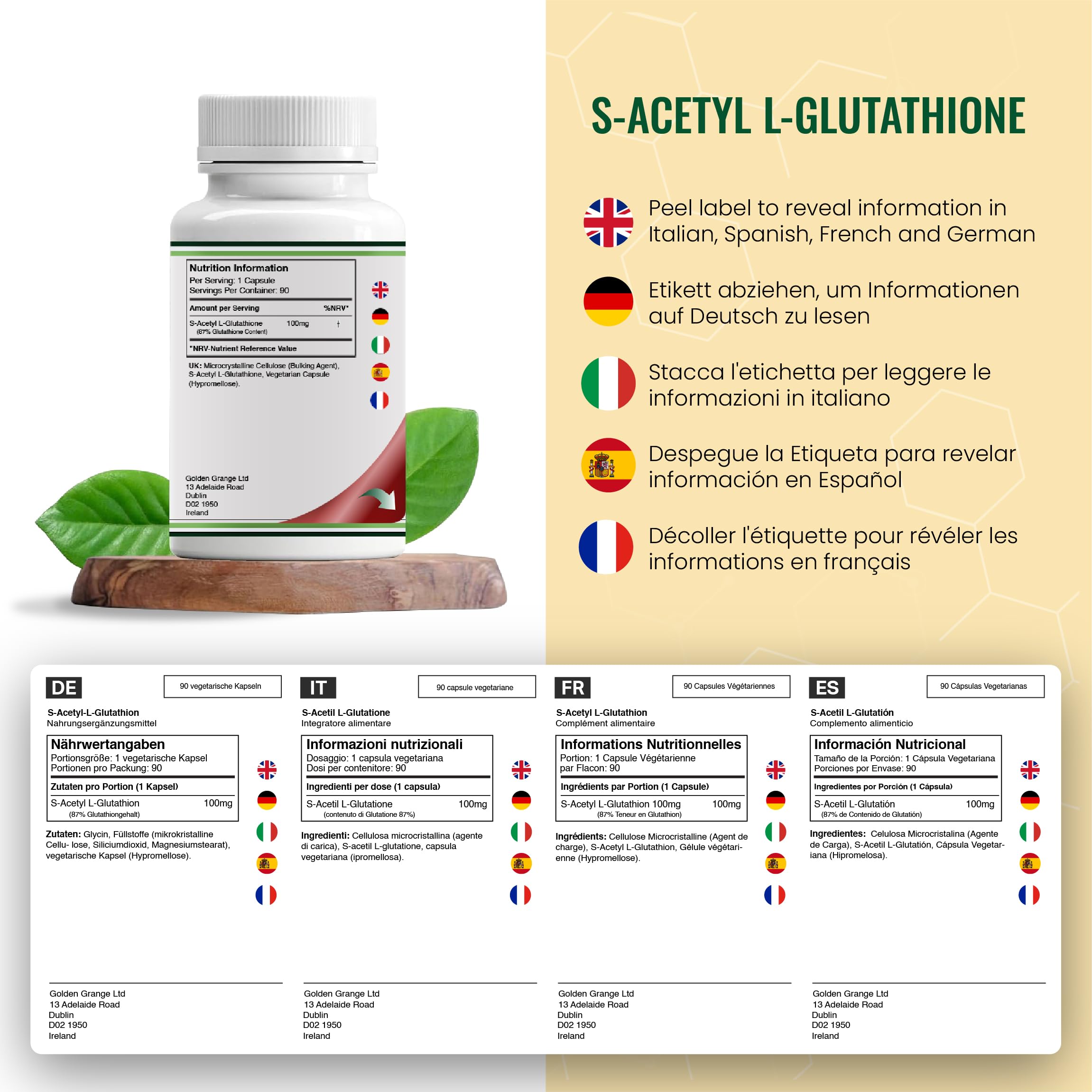 DW Glutatione Integratore | 90 S-Acetil L-Glutatione Capsule - 100 mg nac per Dose | L Glutatione Integratori antiossidanti | Non-OGM e senza glutine (90 Capsula)