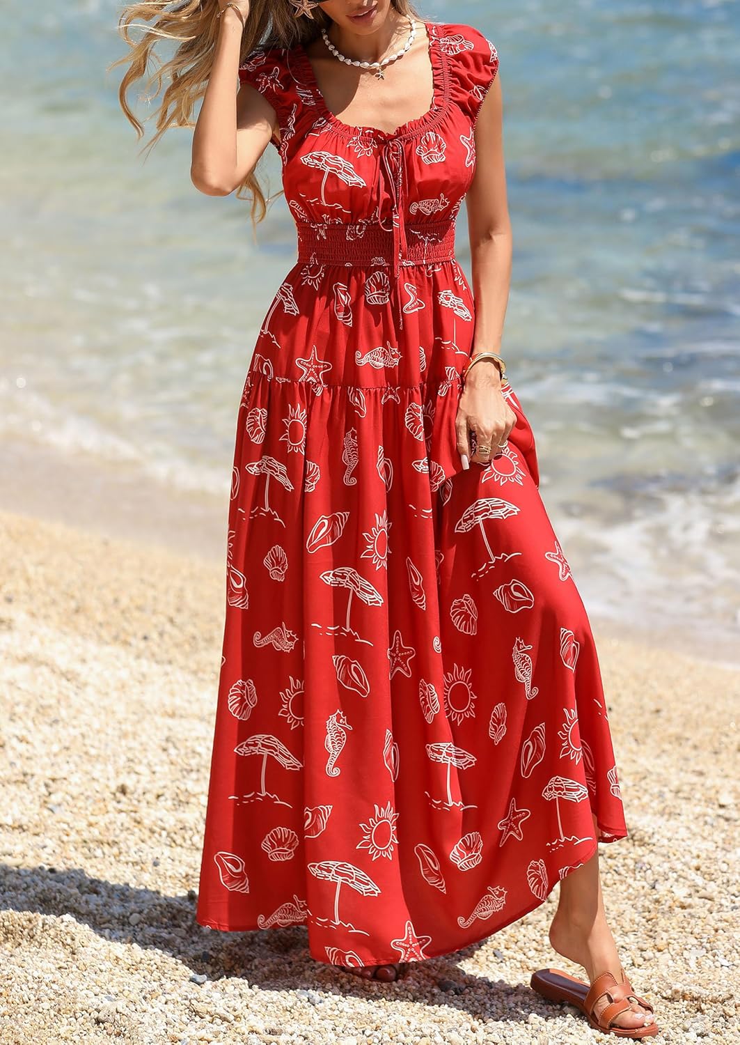 PRETTYGARDEN Boho Maxi Dresses for Women 2026 Summer Floral Wedding Guest Dress Resort Wear Spring Long Flowy Beach Sundress - Image 8