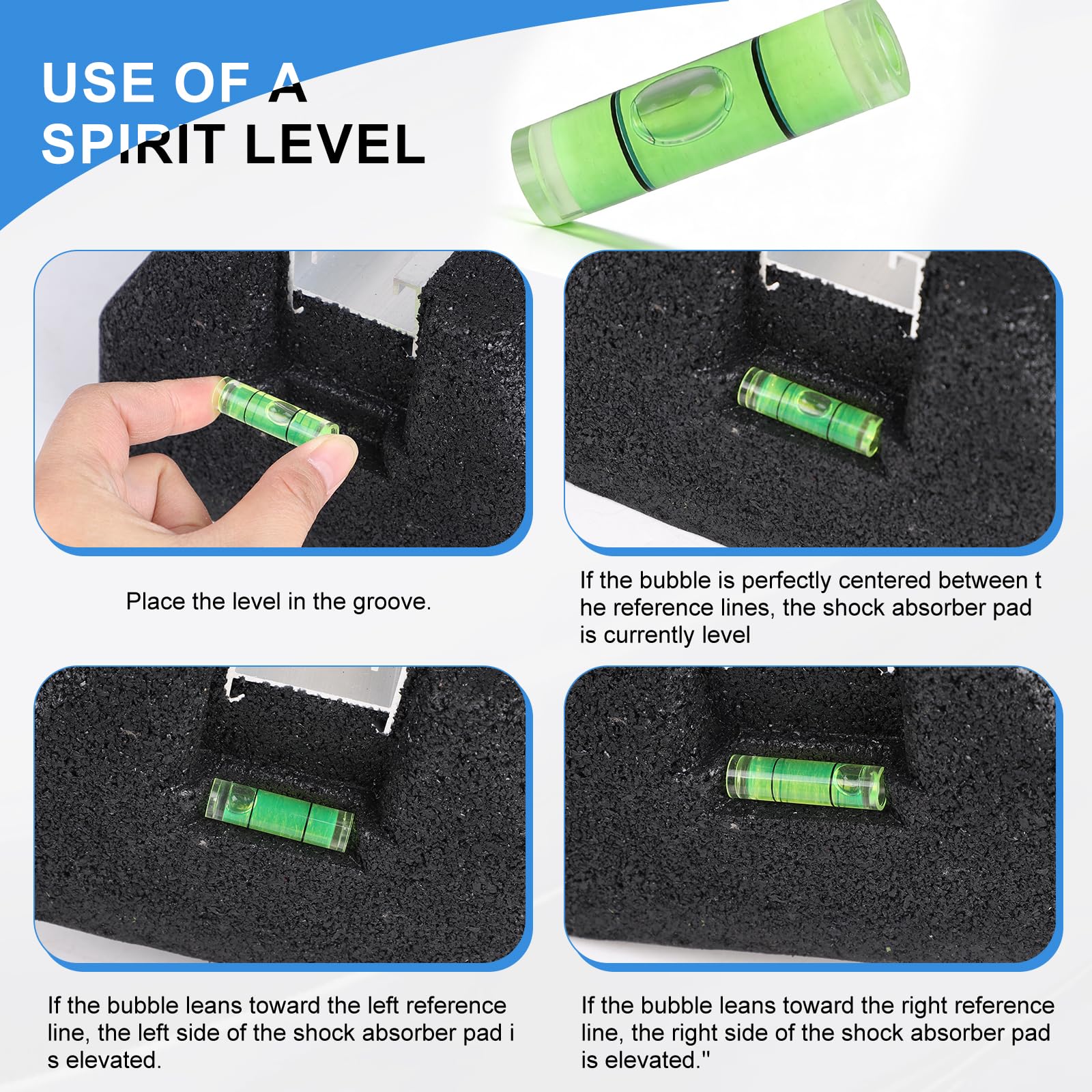 EXLECO 2 Silent Blocs pour Antivibratoires Pompe à Chaleur 450mm avec Niveau à Bulle, Console de sol pour Climatiseur Exterieure, Support en Caoutchouc pour Résistants aux UV, Charge Max. 350KG
