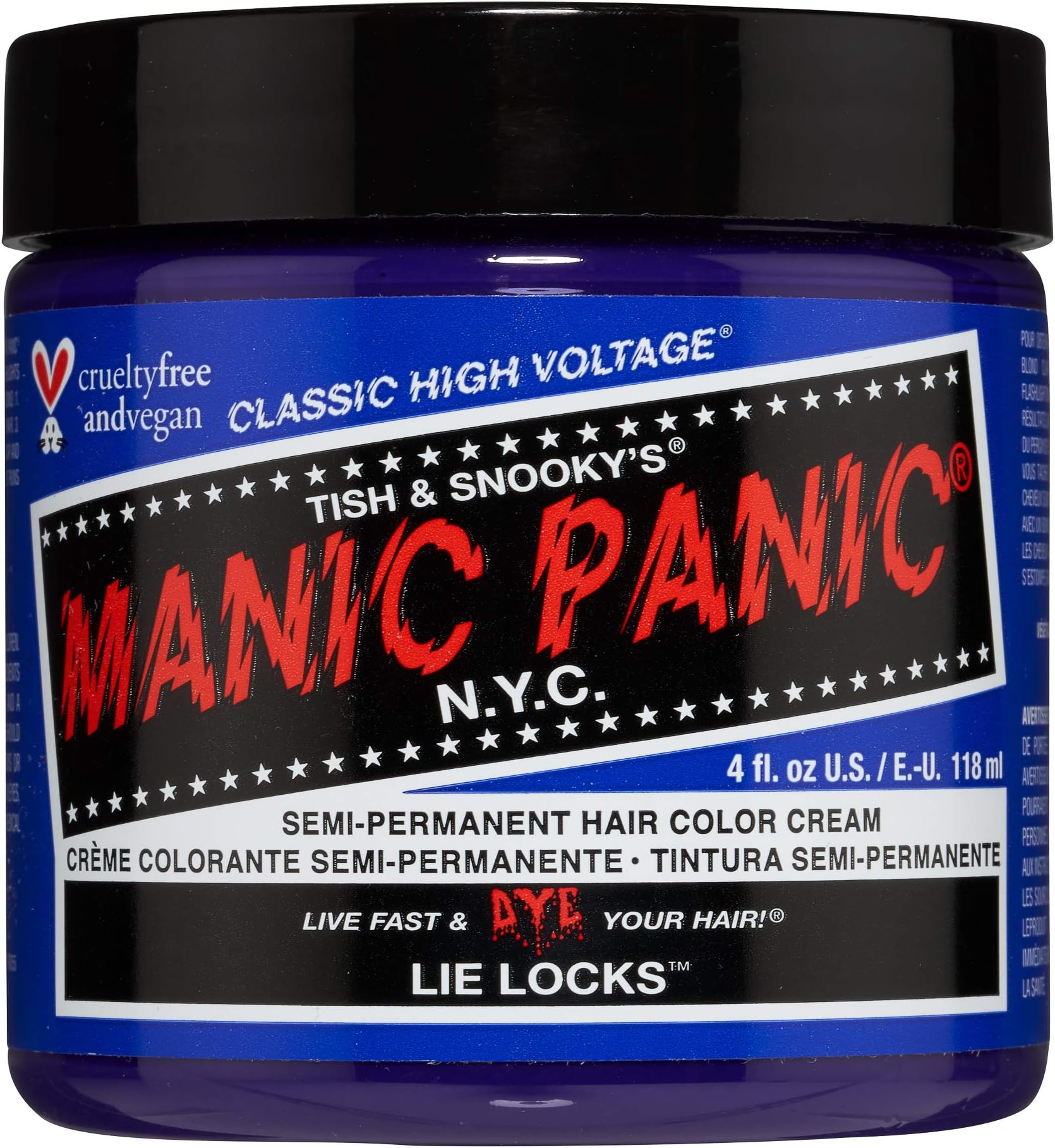 Classic Lie Locks Semi Permanent Hair Color - Medium Indigo Purple Hair Dye for Women & Men That Lasts 4-6 Weeks - Vegan, Ammonia & Cruelty-Free - Create & Mix Custom Shades (4oz)