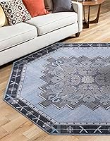 Vista 23 de Unique Loom Timeless Collection - Alfombra de área - Thomas (2' x 3' 1" ovalada, negro y blanco/gris)