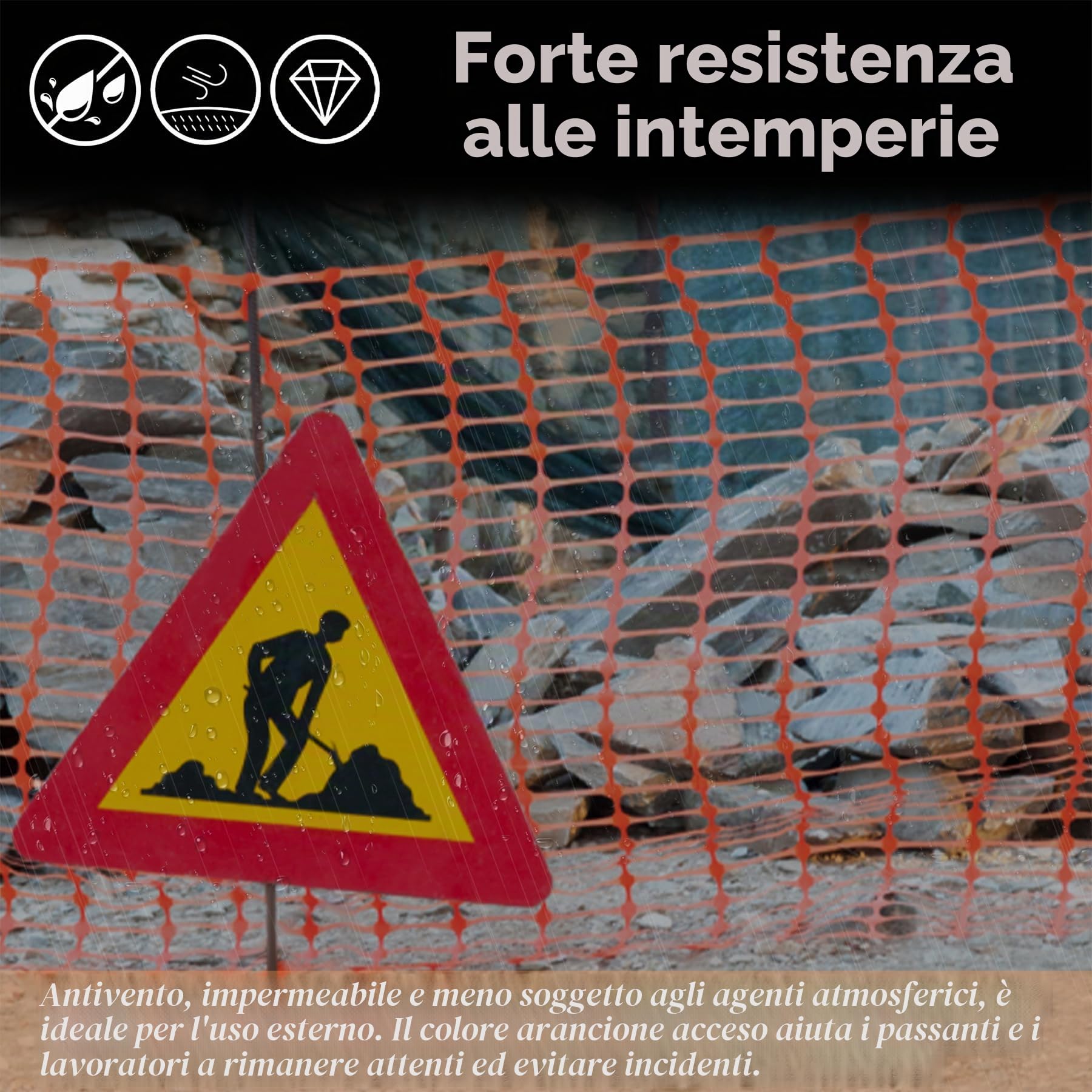 Froadp Recinzione di Vimini Recinto per pascoli 1 m x 50 m Recinzione di Sicurezza in Plastica Recinto di Confine Multifunzionale Rete per Pollame Recinzione da costruzione (Arancione)