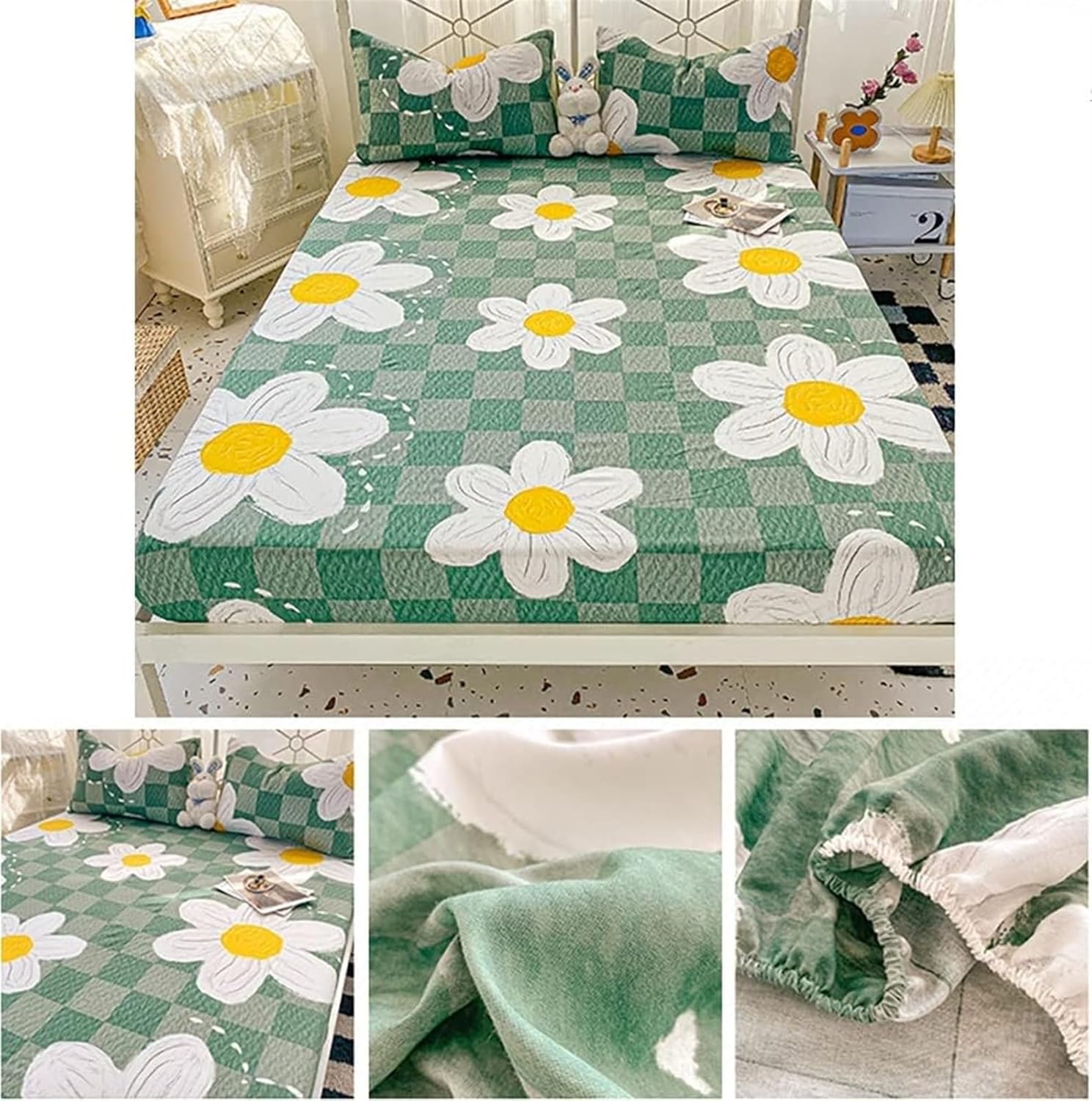 100% Cotton Sheets for Queen Size Bed,Soft & Comfortable Fabric Bedding,Extra Deep Pocket Up to 8 in(20cm) (Color : I, Size : 150cmx200cm) (Color : J, Size : 150cmx200cm)