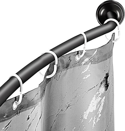 Barra de cortina de ducha curvada negra ajustable, de 42 a 72 pulgadas, barra de cortina de ducha para baño y bañera, barra de ducha de acero