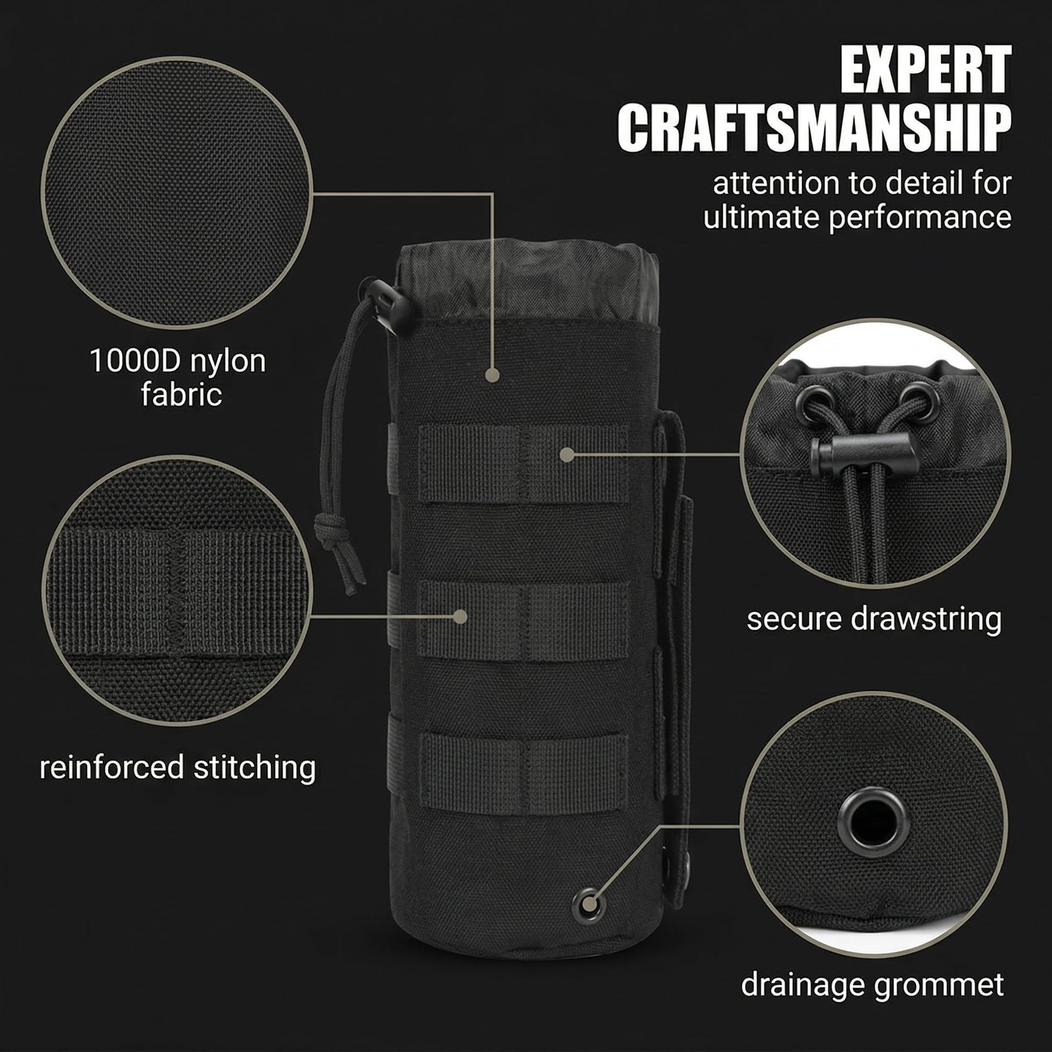 HAGNA Portabidones Bicicleta, Bolsa De Soporte Para Botella, Manillar Para Bicicleta Soporte Para Bebidas Con Aislamiento Bolsa De Almacenamiento Para Bicicleta De Montaña (Negro)