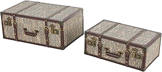 Deco 79 Wooden Floral Decorative Trunk Vintage Storage Decorative Large ...