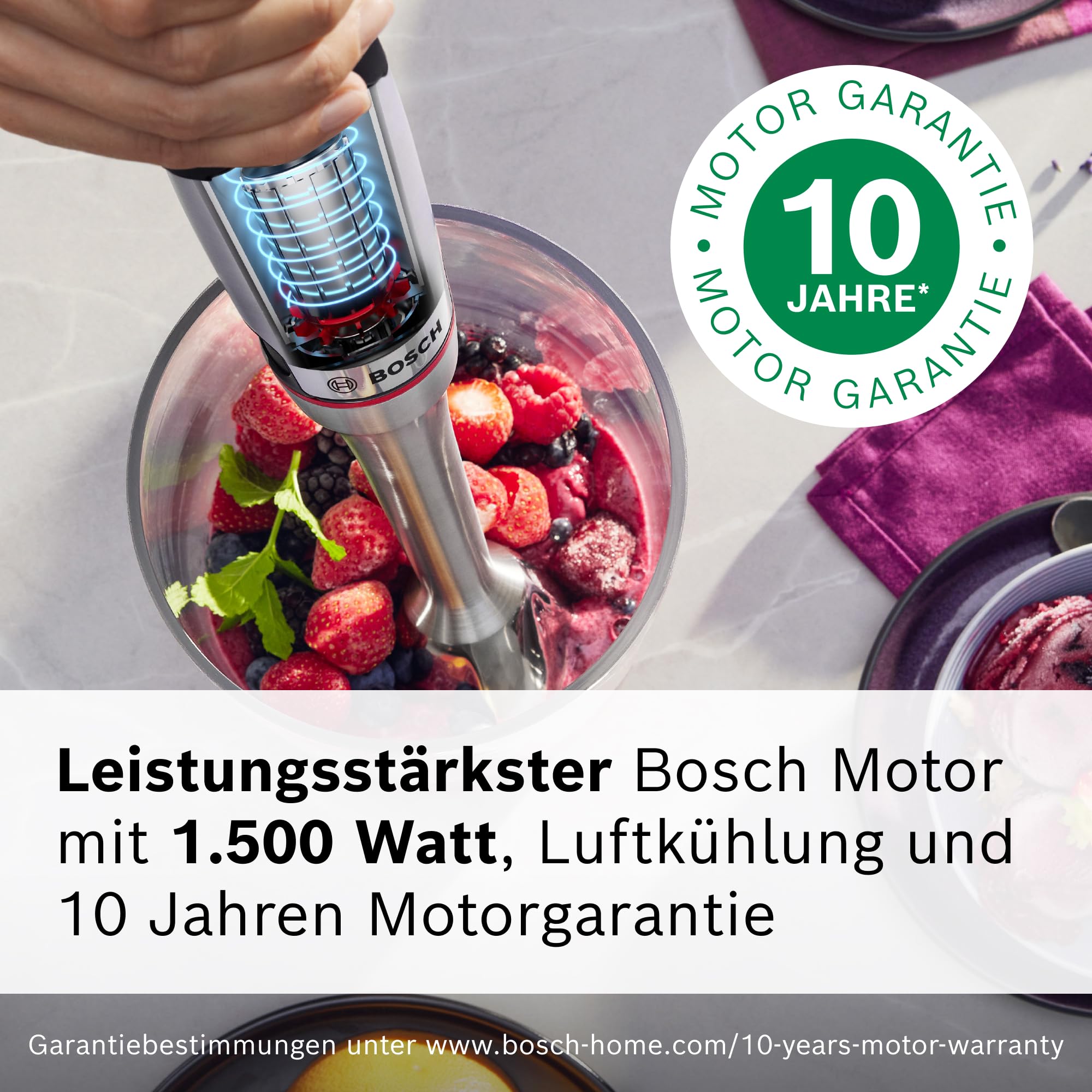 Bosch Stabmixer, Mixbecher, Universalzerkleinerer, Edelstahl Klingen, spülmaschinenfest, Spiralkabel, 1500 Watt, ErgoMaster Serie 8 MSM8M930