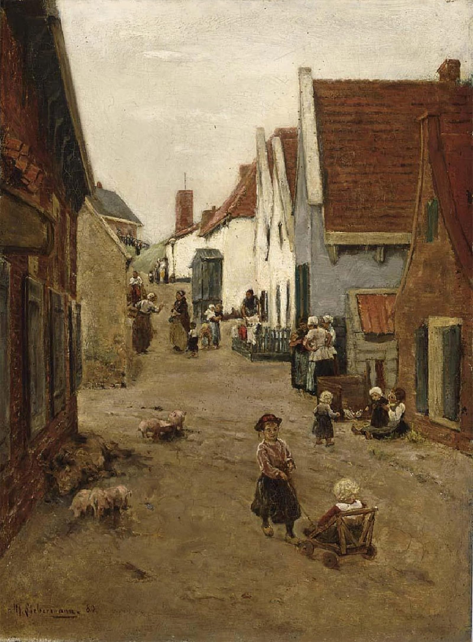POSTERIIk Famous Animal Posters Vintage Picture Dutch Village Road by Max Liebermann Modern Wall Decor for Home Decor 60x90cm