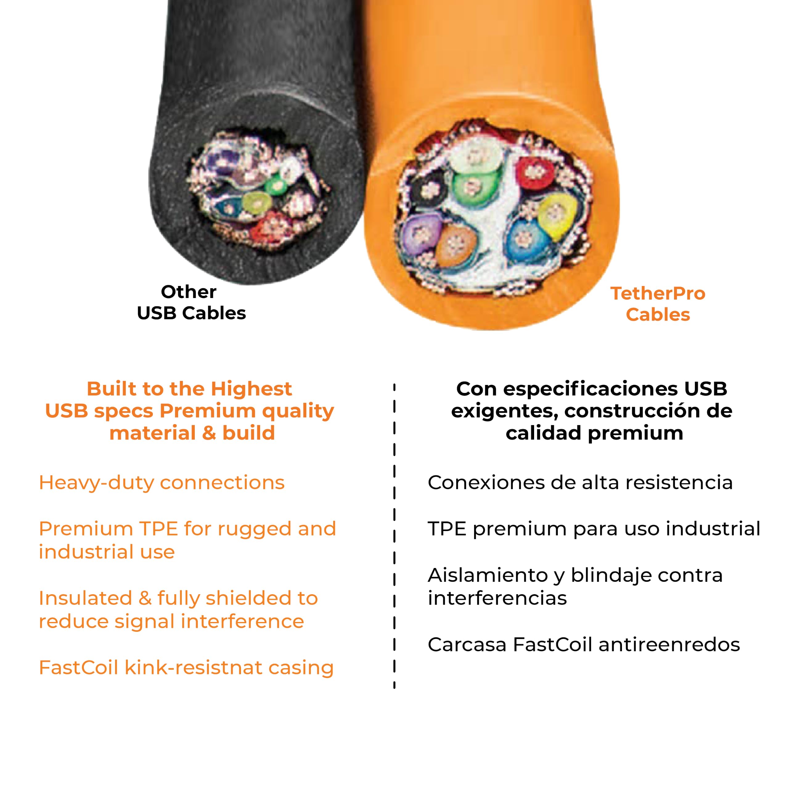 Tether Tools USB-C a USB-C 4,60 m, color naranja