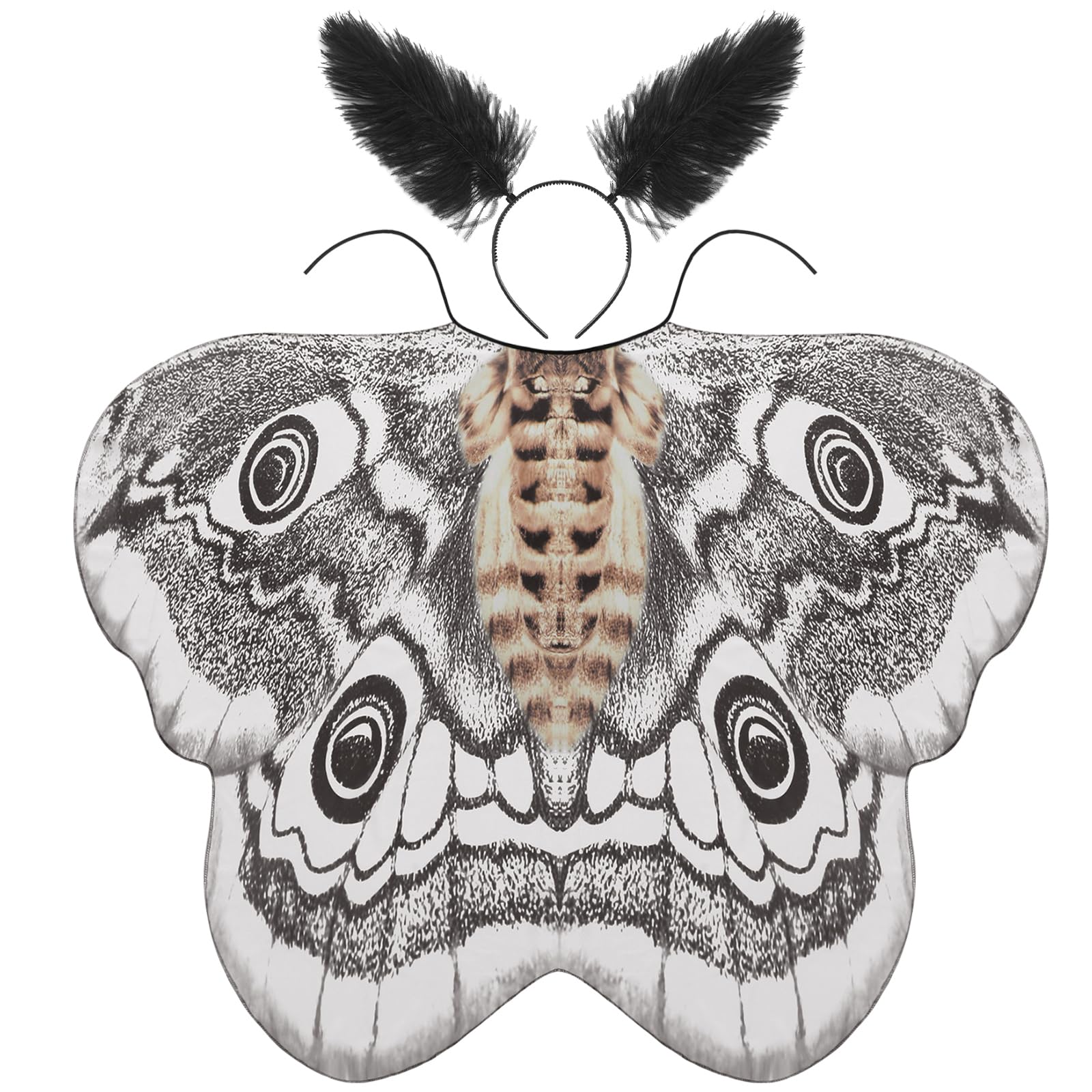 Liitrsh 2 Pcs Halloween Moth Wings Costume Butterfly Shawl Moth Wing Cape Costume Accessory with Headband, 78 x 50 Inch, Classic Colors, about 78 x 50 inches