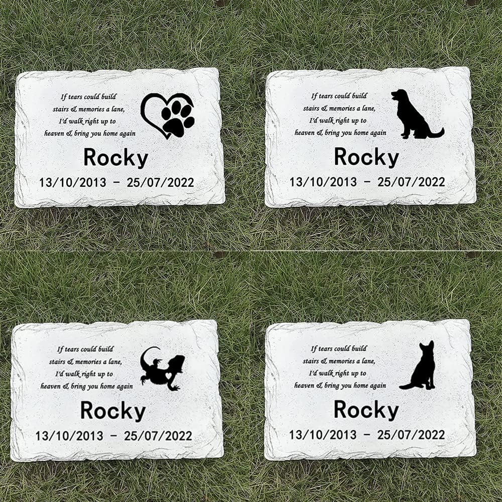 Personalized Cat Pet Memorial Plaques Stones, Pet Garden Stones Grave Markers, Sympathy Loss Gift for Dogs, Cats, Rabbits, Hamsters and All Other Animals