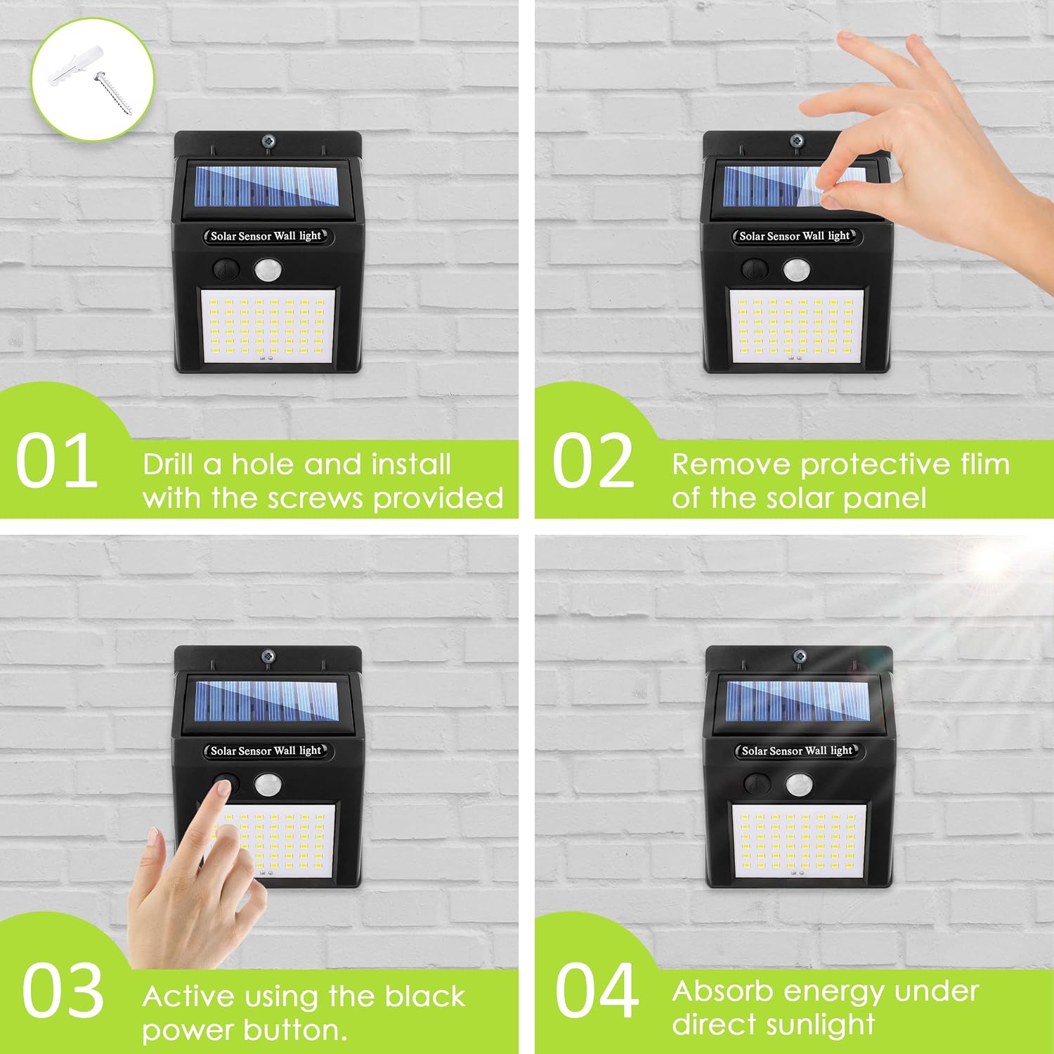 Solar Lights Outdoor Motion Sensor, 48 Super Bright LED Solar Lights Waterproof IP65 with Auto ON-Off Function, Great Security Lights for Garden, Fence, Backyard, Driveway, Front Door, Garage