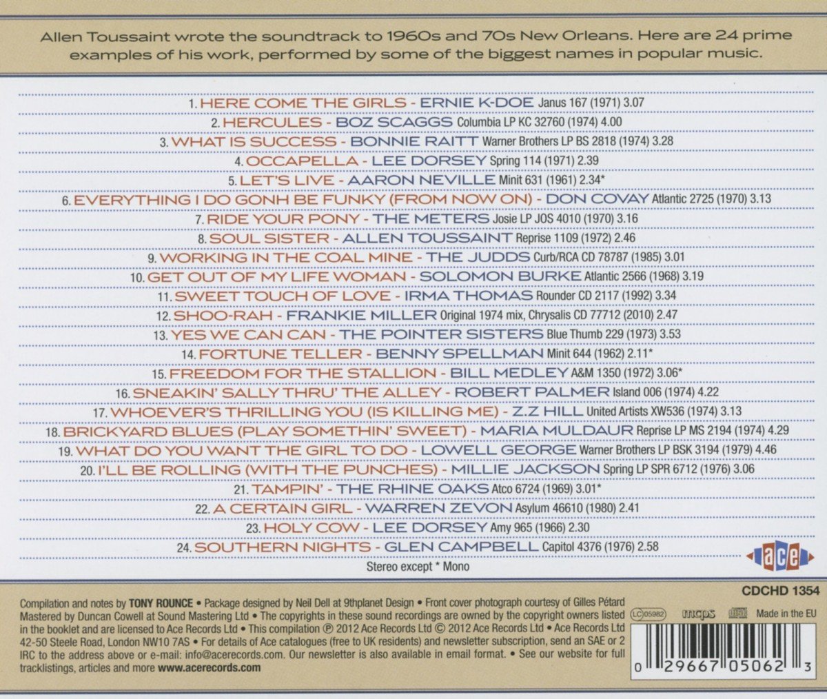 Rolling With the Punches-the Allen Toussaint Songb