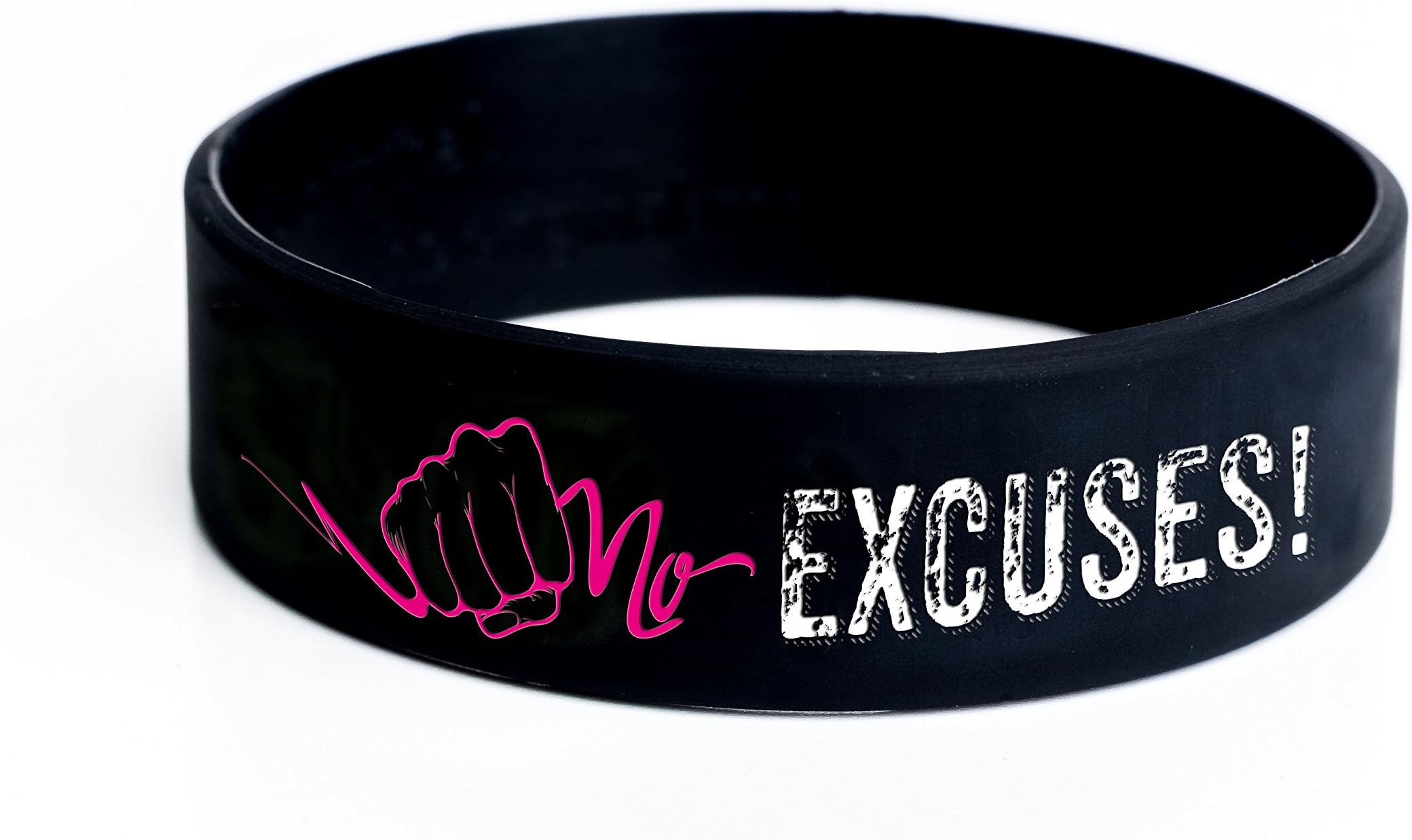 No Excuses wristband Premium Muscle Motivation - silicone bracelet – Black and White for Women and Men – Design with Scripture Engraving and Bodybuilding Sports and Gym