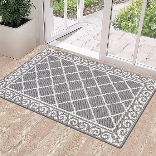 Miniatura 180 de HEBE Tapete para puerta interior, 20 x 32 pulgadas, antideslizante, para puerta delantera, lavable, atrapador de suciedad para entrada, tapete