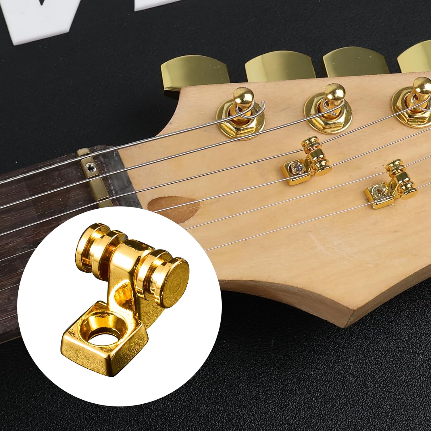2 PCS Roller String Retainer String Trees for Electric Guitar Roller String Trees Roller String Guide Fit for Tele Telecaster Strat St Electric Guitar Replacement Parts Gold image 5