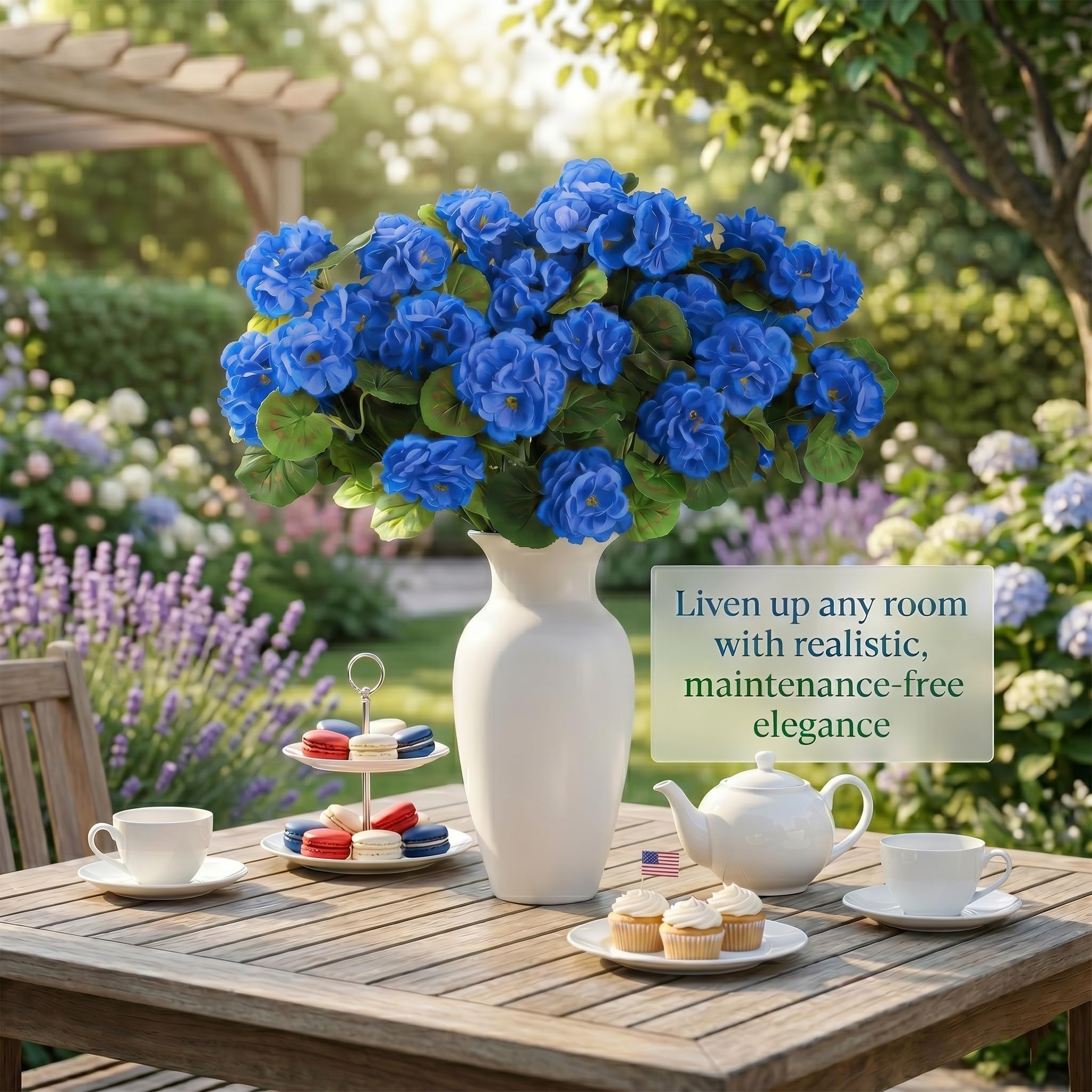 24Pcs artficial Fiori per Esterno Blu