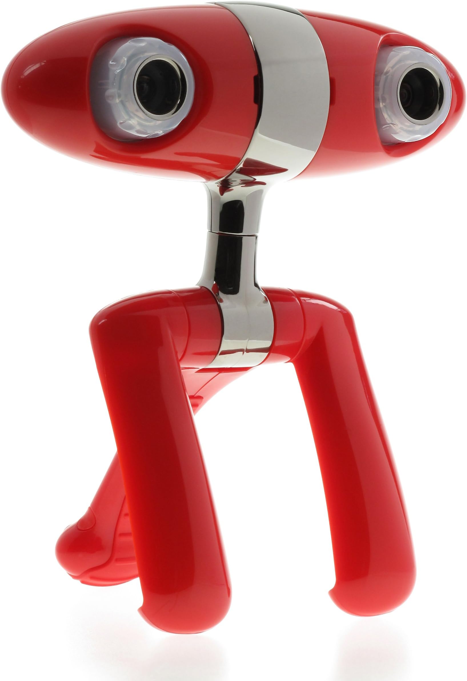 TRUSTIN Minoru 3D Webcam (Red/Chrome) - 3D Video & Photo, 720p HD, 3072x1728 Pixels, USB 2.0, 4x Digital Zoom, 6.14MP, 30FPS, 2" Display, 5x 3D Glasses, Windows/Mac Compatible
