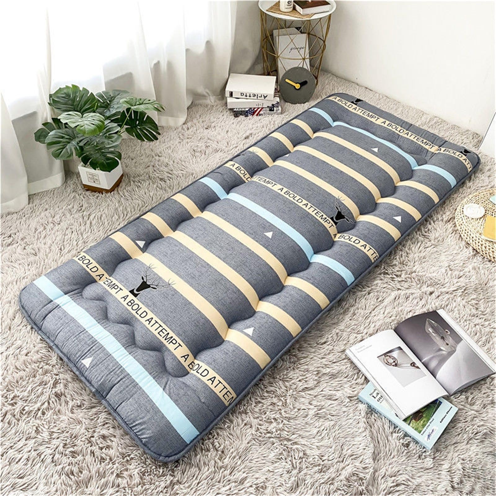 Materac Futon japoński 4 cm gruby, składany, mata do spania tatami, przenośna, zwijana, dla dorosłych, dla dorosłych, miękka bawełna, dywan podłogowy, pojedyncze