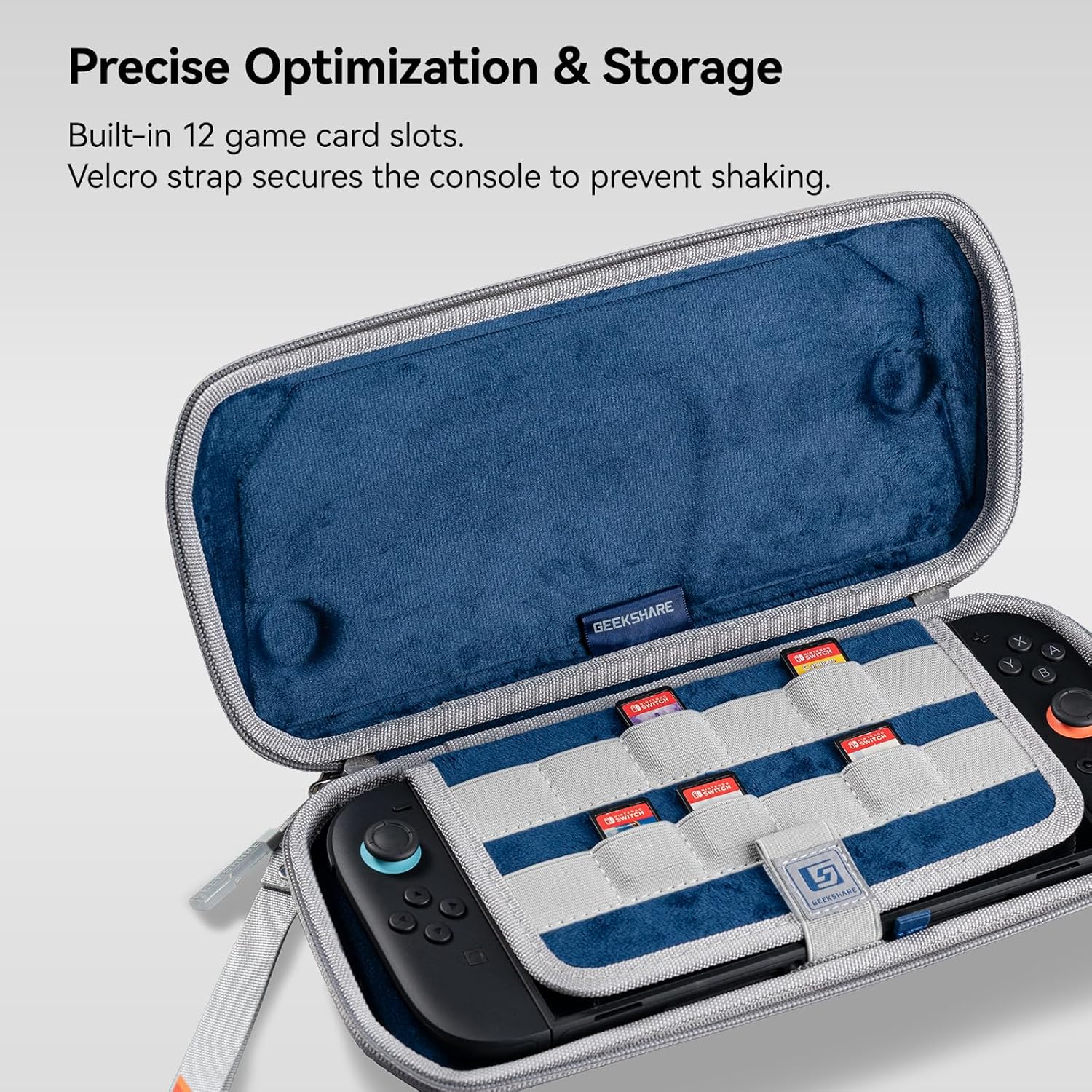 GeekShare Starlight Air Carrying Case for Switch 2 (NS2) Console - Slim PU/Oxford Protective Travel Bag with 3M Reflective Strip, 12 Game Card Slots & Detachable Wrist Strap - Image 4