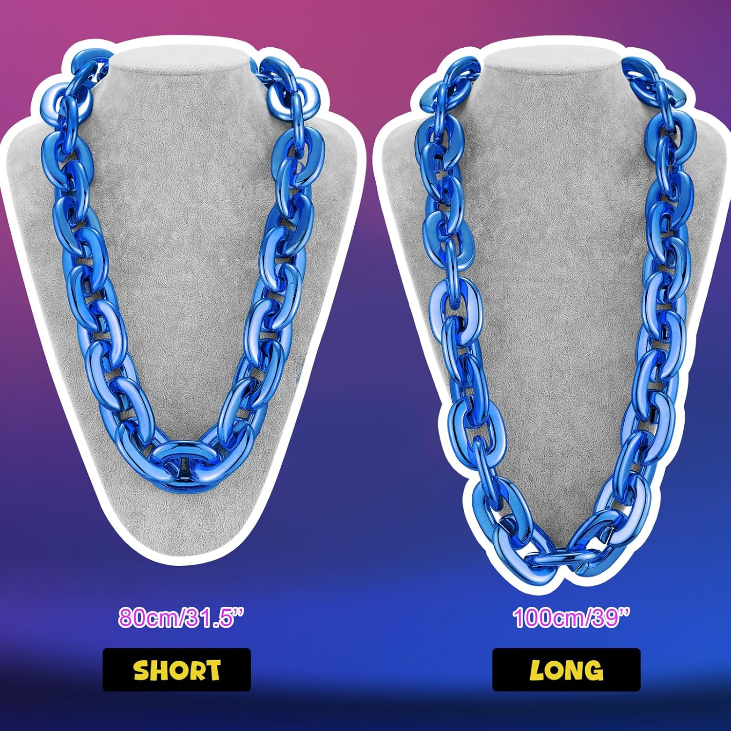 Remuuly Plastic Chain Necklace Chunky Big Fake Necklace Hip Hop Rapper Giant Turnover Chain Costume for Halloween - Image 4