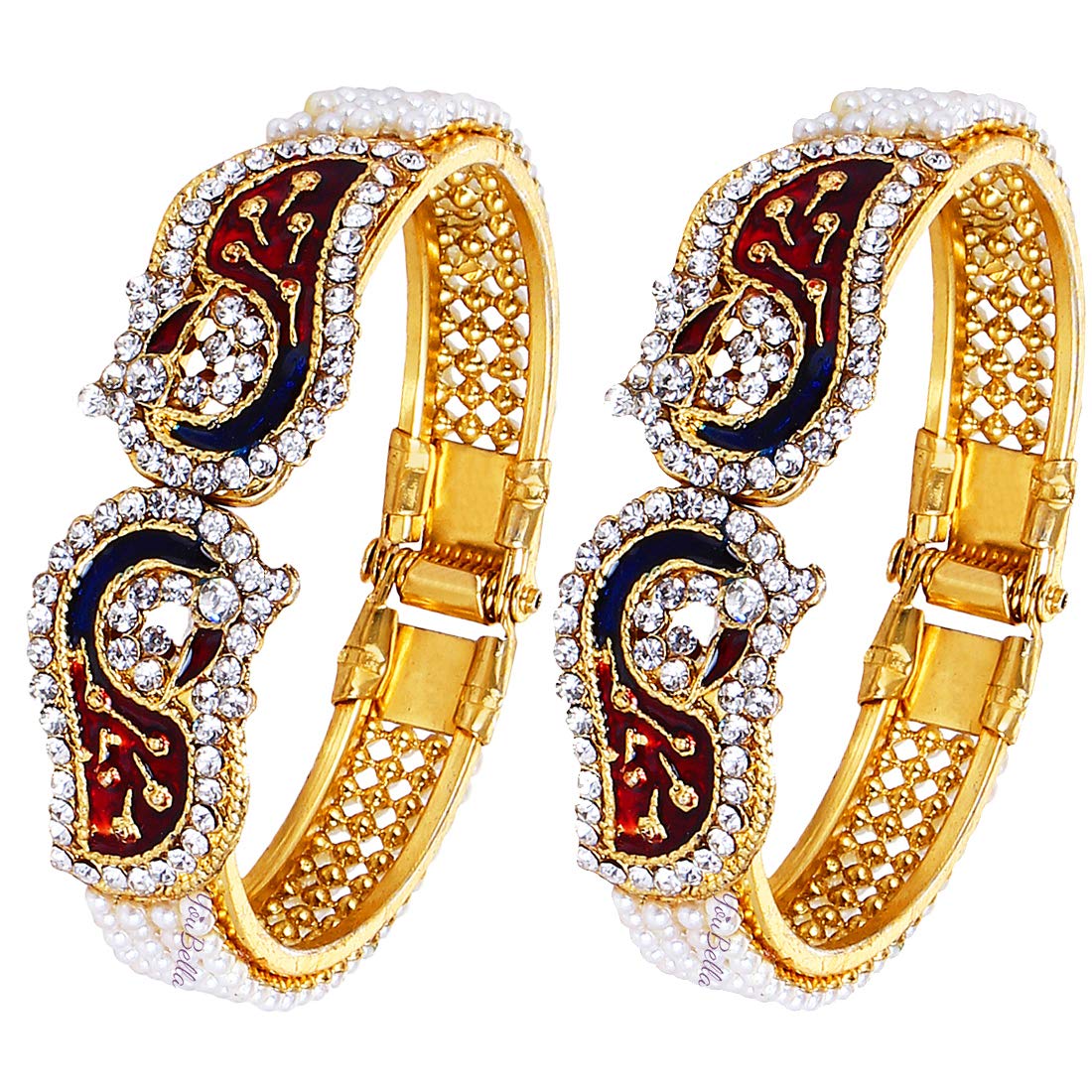 YouBella Jewellery Valentine Traditional Pearl & Gold Bracelet Bangle Set for Women/Girls (B07P9XK3CR) Amazon Price History, Amazon Price Tracker