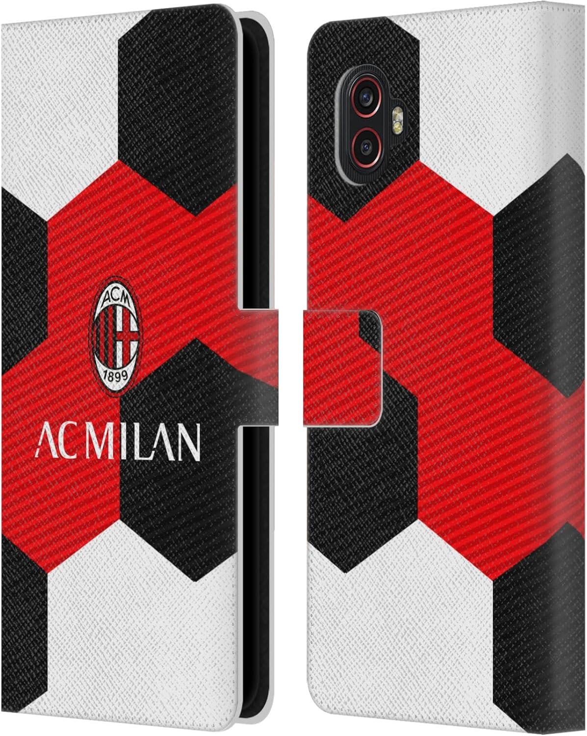 Head Case Designs Officially Licensed AC Milan Ball Crest Leather Wallet Case Compatible with Samsung Galaxy Xcover6 Pro/Pro2