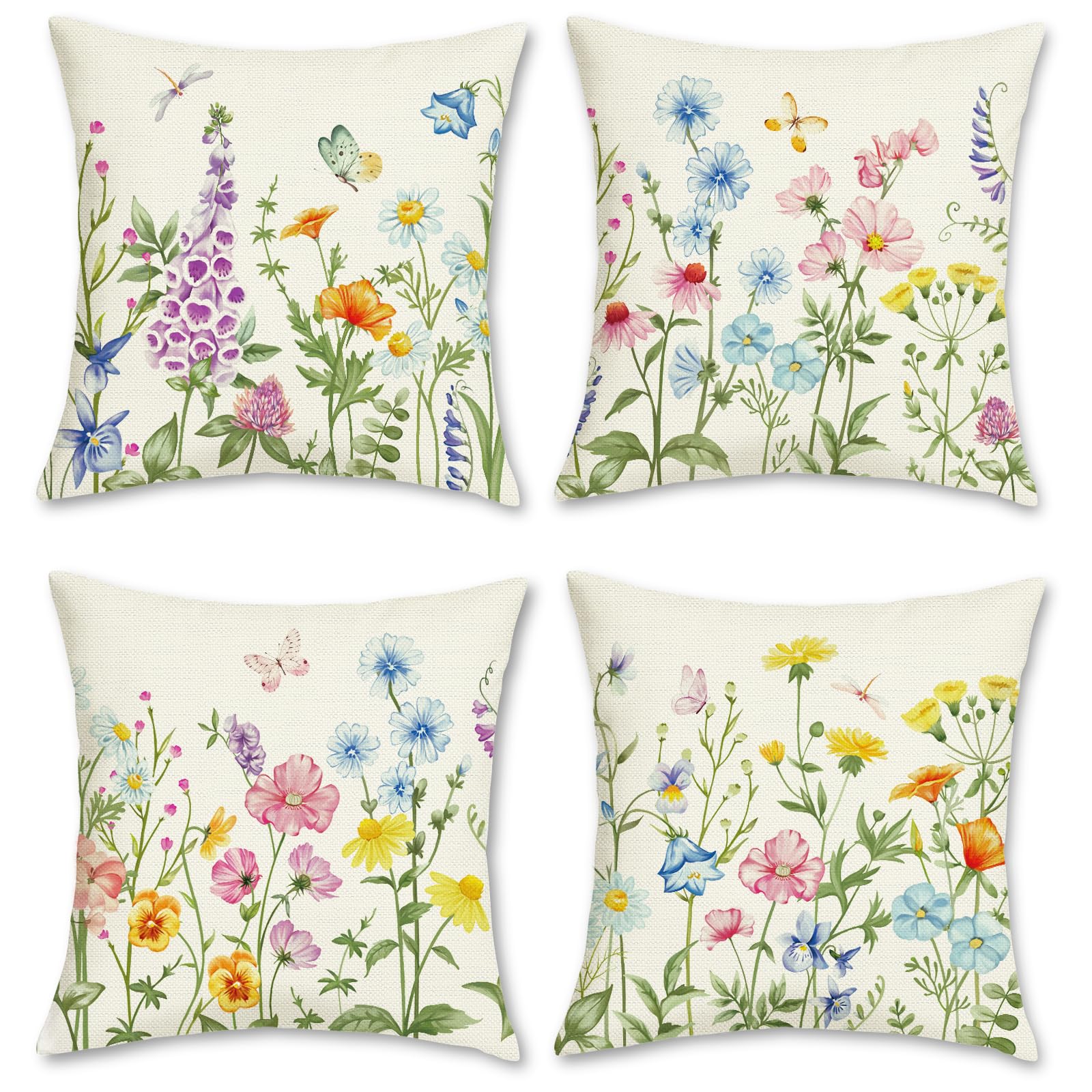 Bonhause Federe per Cuscini Bambini Animali 45x45cm Copricuscini Decorativi Giraffa Zebra Velluto Morbido Federa per Cuscino Bambini Letto Casa Decorazione Set di 4