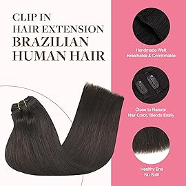 GOO GOO Clip in Hair Extensions Real Human Hair, Remy Human Hair Extensions Clip ins for Women, Natural Human Hair, 20inch 150g 9Pcs, 2 Dark Brown