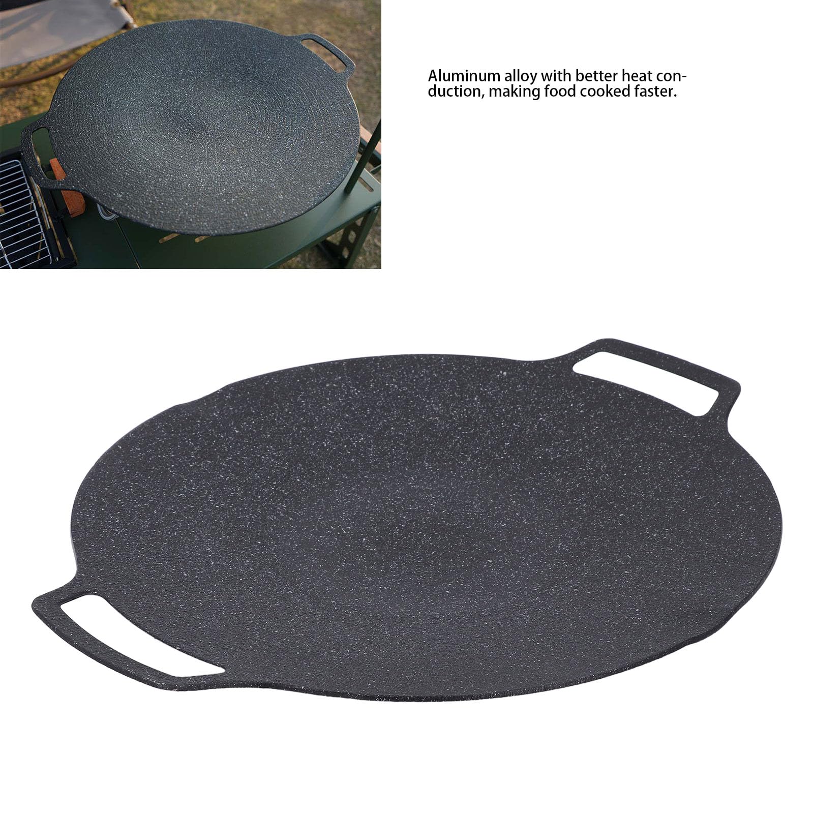 BRRNOO Patelnia Grillowa Koreańska, Okrągła Kuchnia BBQ z Uchwytami,