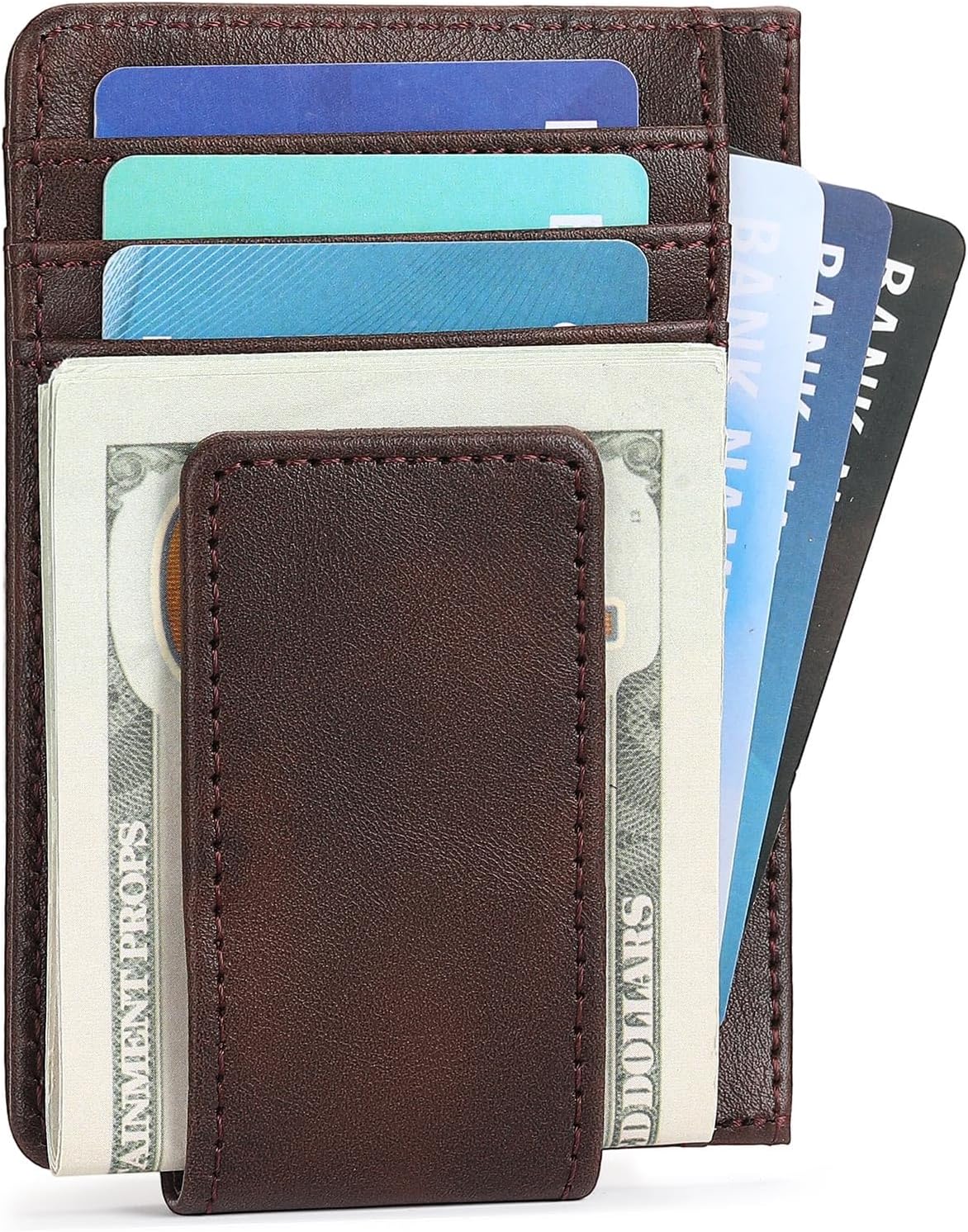 Magnetic Closure Slim Wallet for Men Leather RFID Blocking Minimalist Front Pocket Money Clip Wallet Credit Card Holder - Image 3