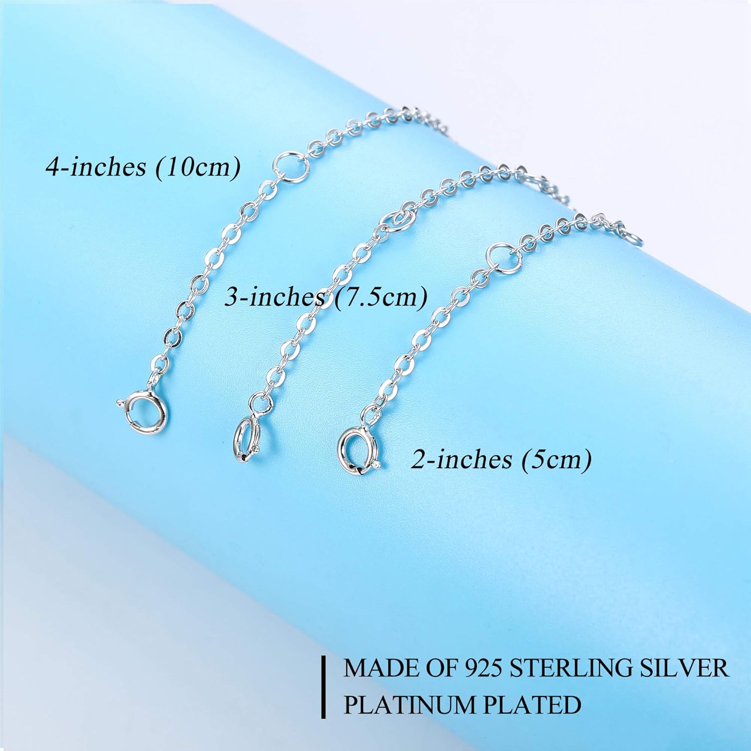 Miniatura 3 de Sllaiss Juego de 3 pulseras de plata de ley 925 para collar de longitud ajustable de 20in 30in 39in