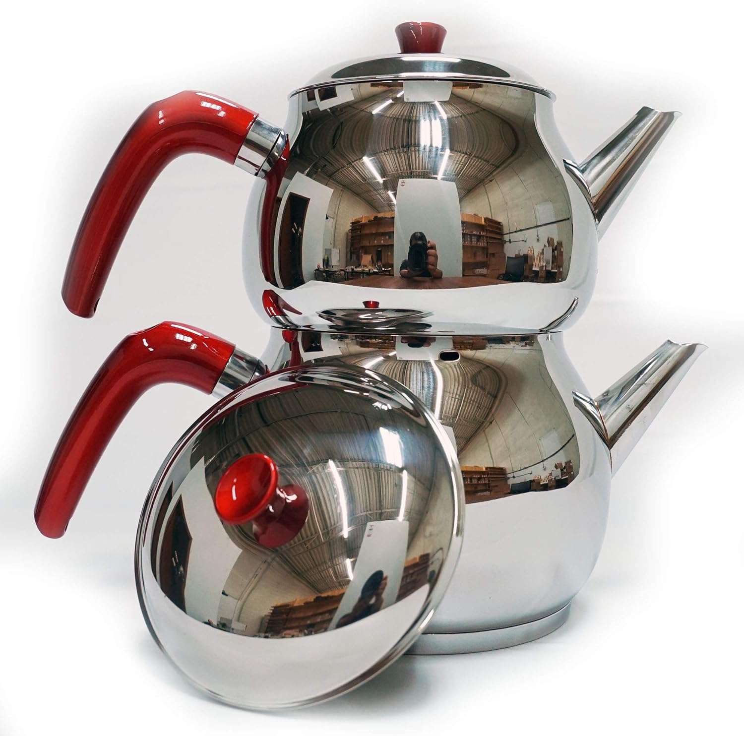Lines Stainless Steel Tea Pot Set with Strainer, Family